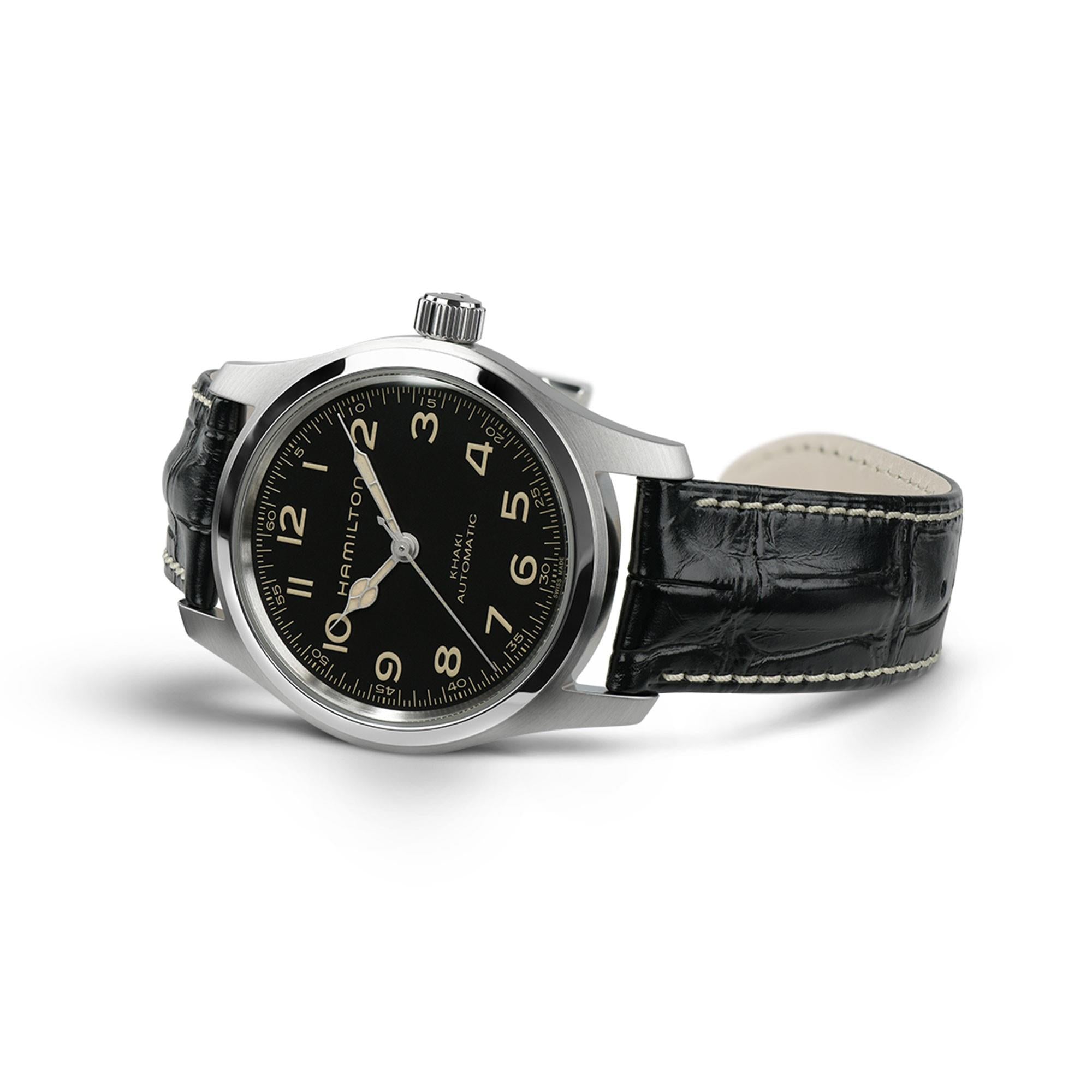 Hamilton Khaki Field Murph Automatic Black Dial Black Leather Strap Men's Watch H70605731
