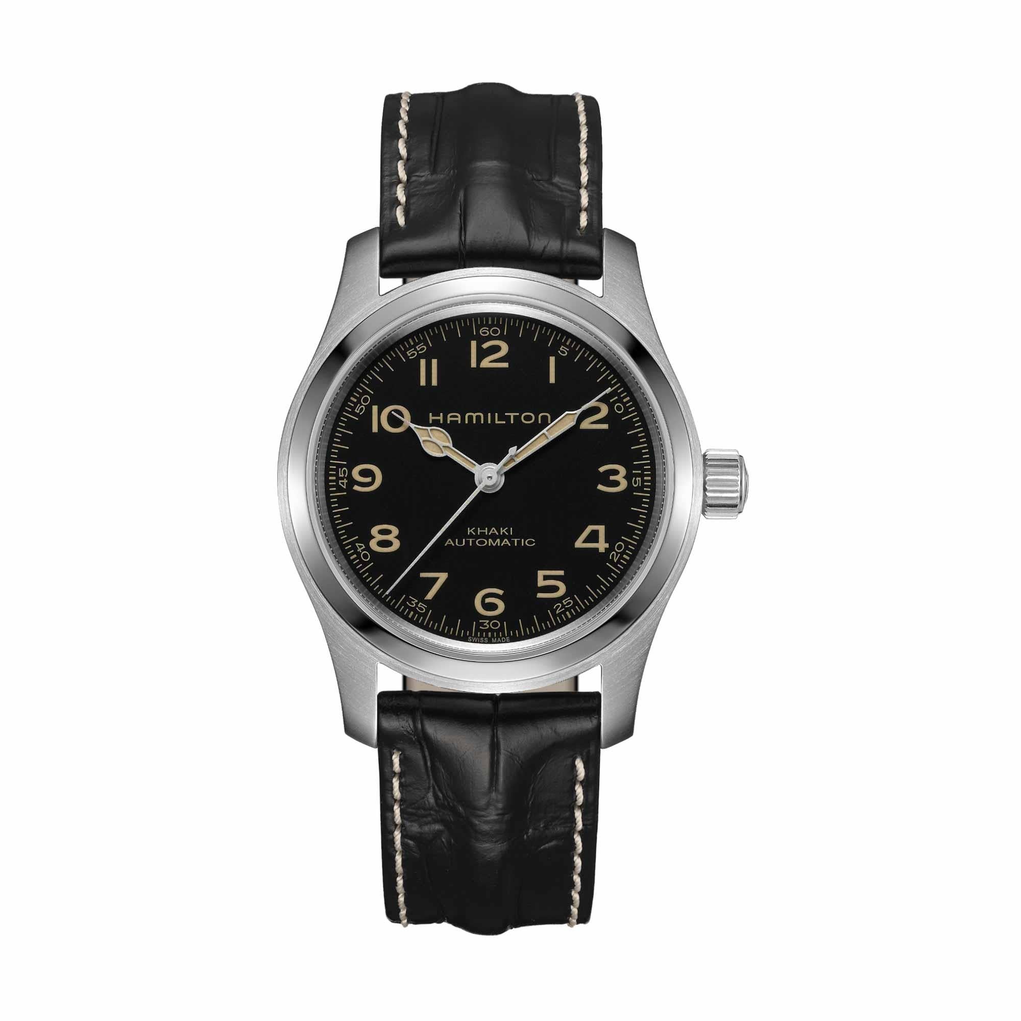 Hamilton Khaki Field Murph Automatic Black Dial Black Leather Strap Men's Watch H70605731