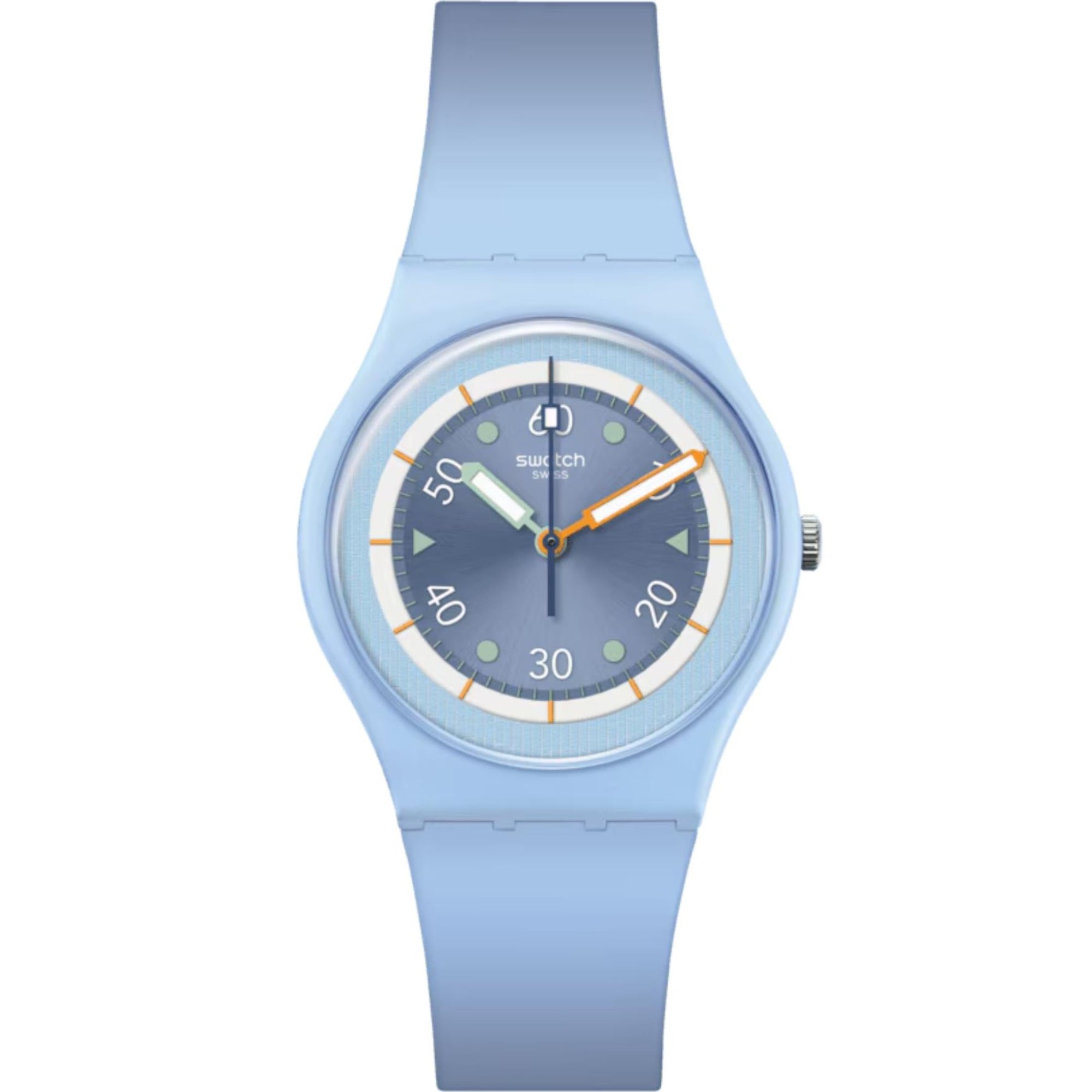 Swatch Frozen Waterfall Bioceramic Light Blue Dial Silicone Strap Unisex Watch SO31L100
