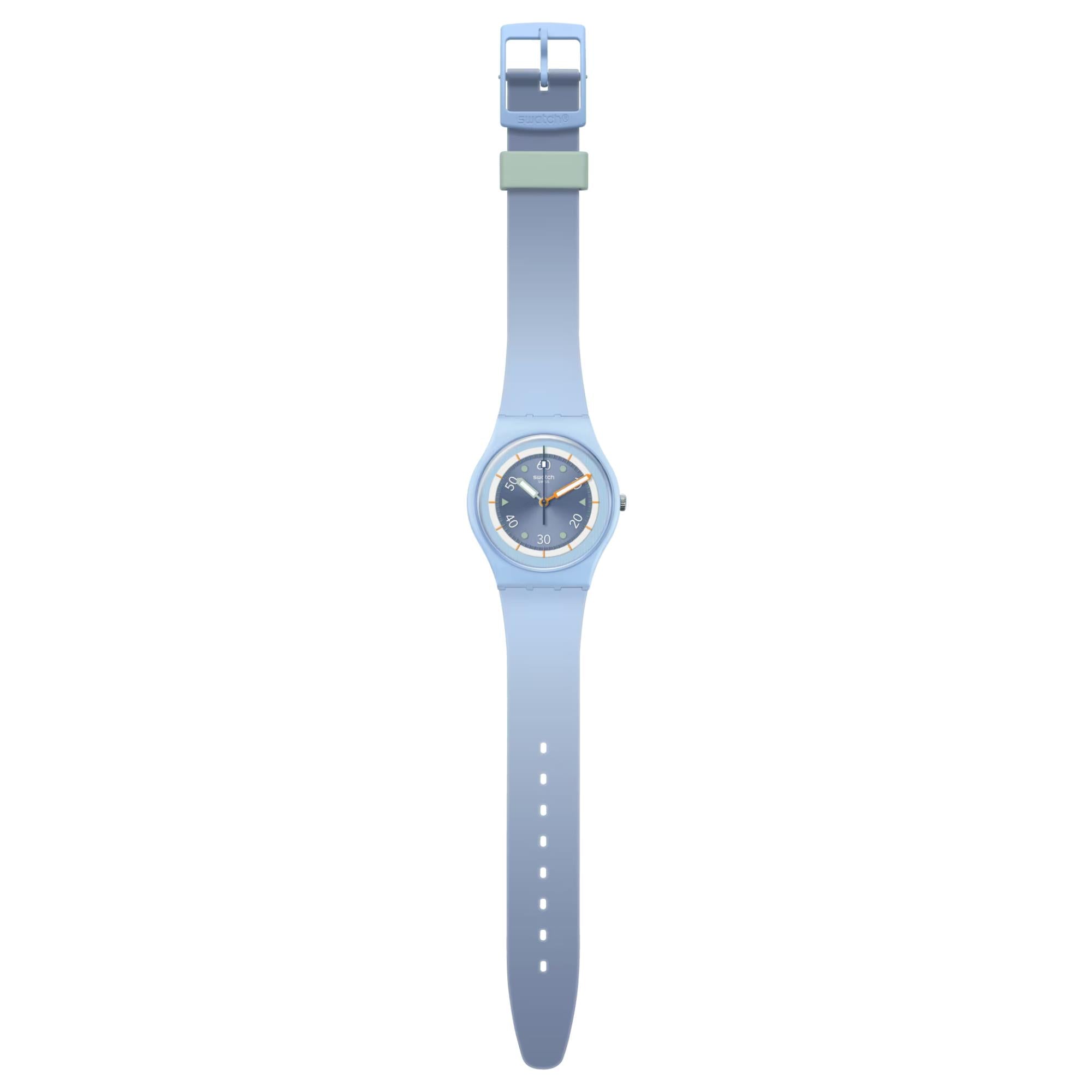 Swatch Frozen Waterfall Bioceramic Light Blue Dial Silicone Strap Unisex Watch SO31L100