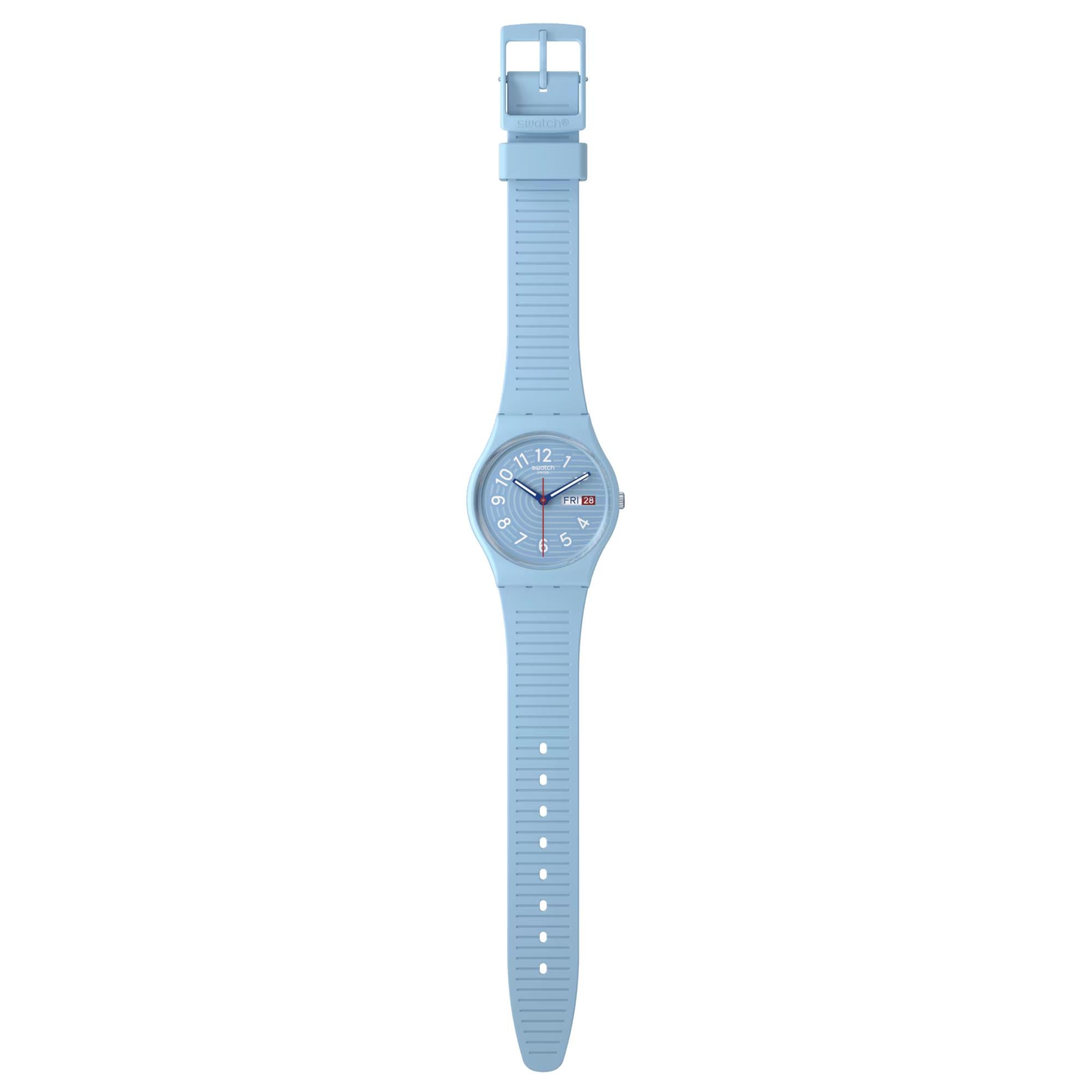 Swatch Trendy Lines in the Sky Light Blue Dial Silicone Strap Unisex Watch SO28S704