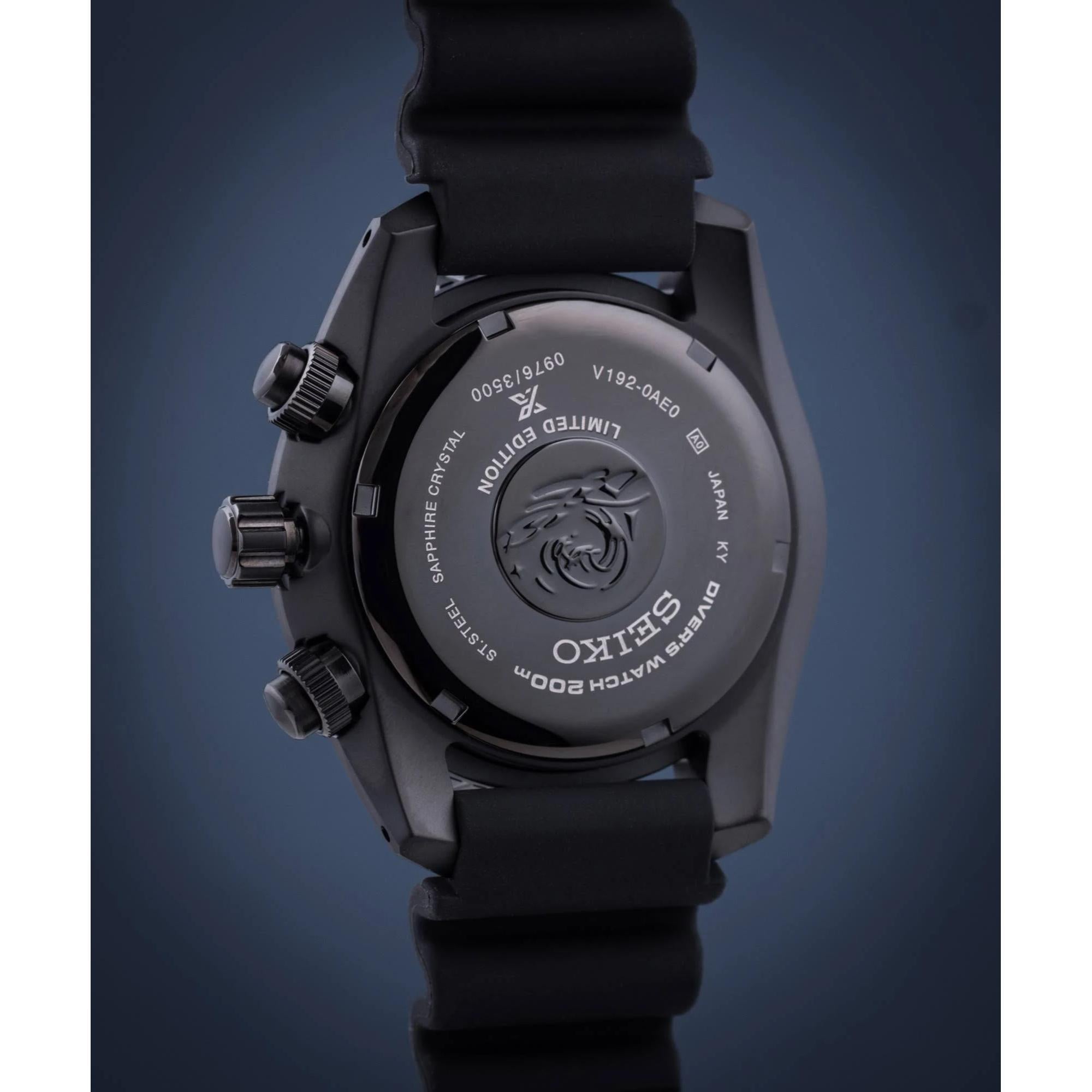 Seiko Limited Edition Diver’s Prospex Black Series ‘Sumo’ Solar Black Dial Silicone Strap Men's Watch SSC761J1