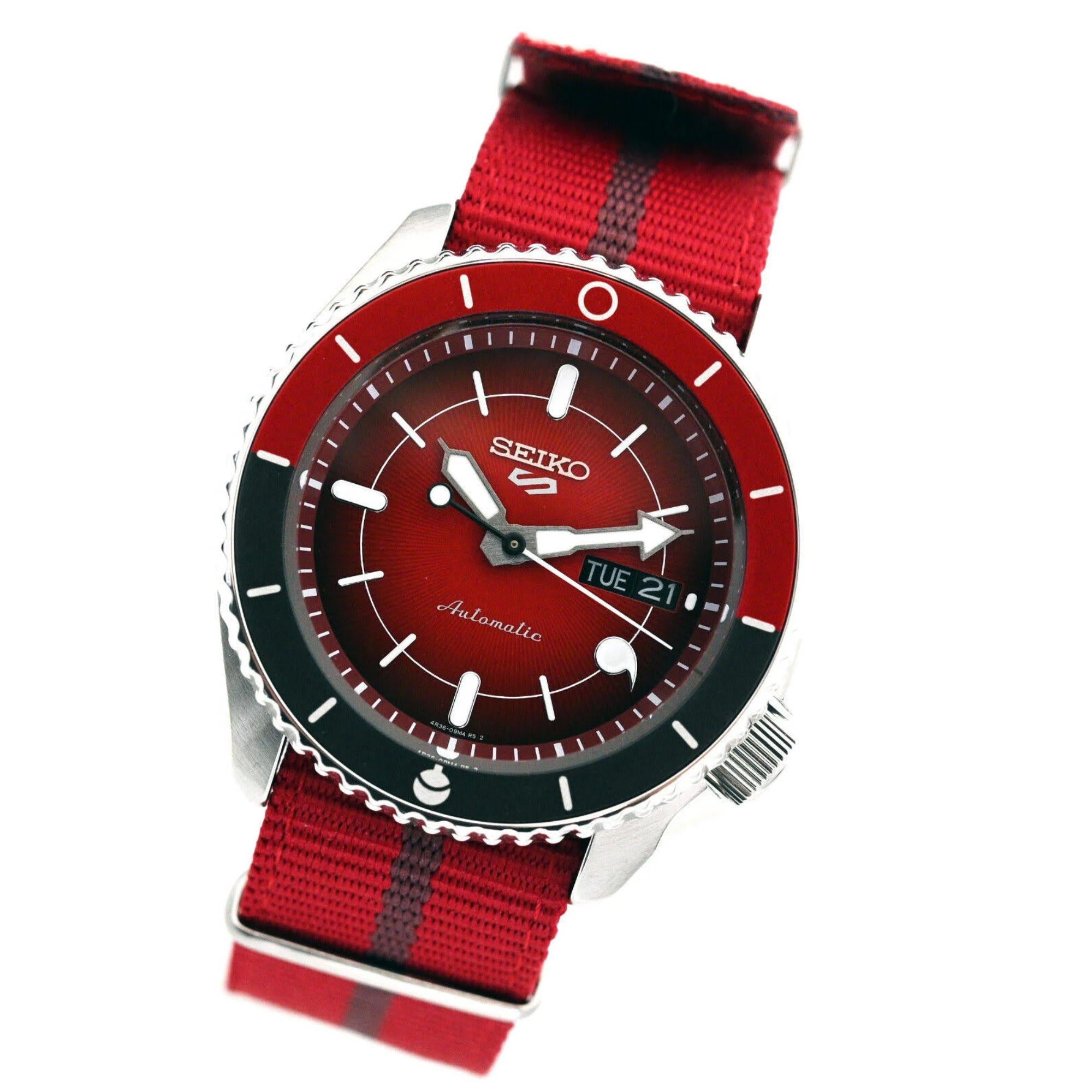 Seiko 5 Sports Boruto & Naruto “Sarada” Limited Edition Red Dial Nylon Strap Men's Watch SRPF67K1