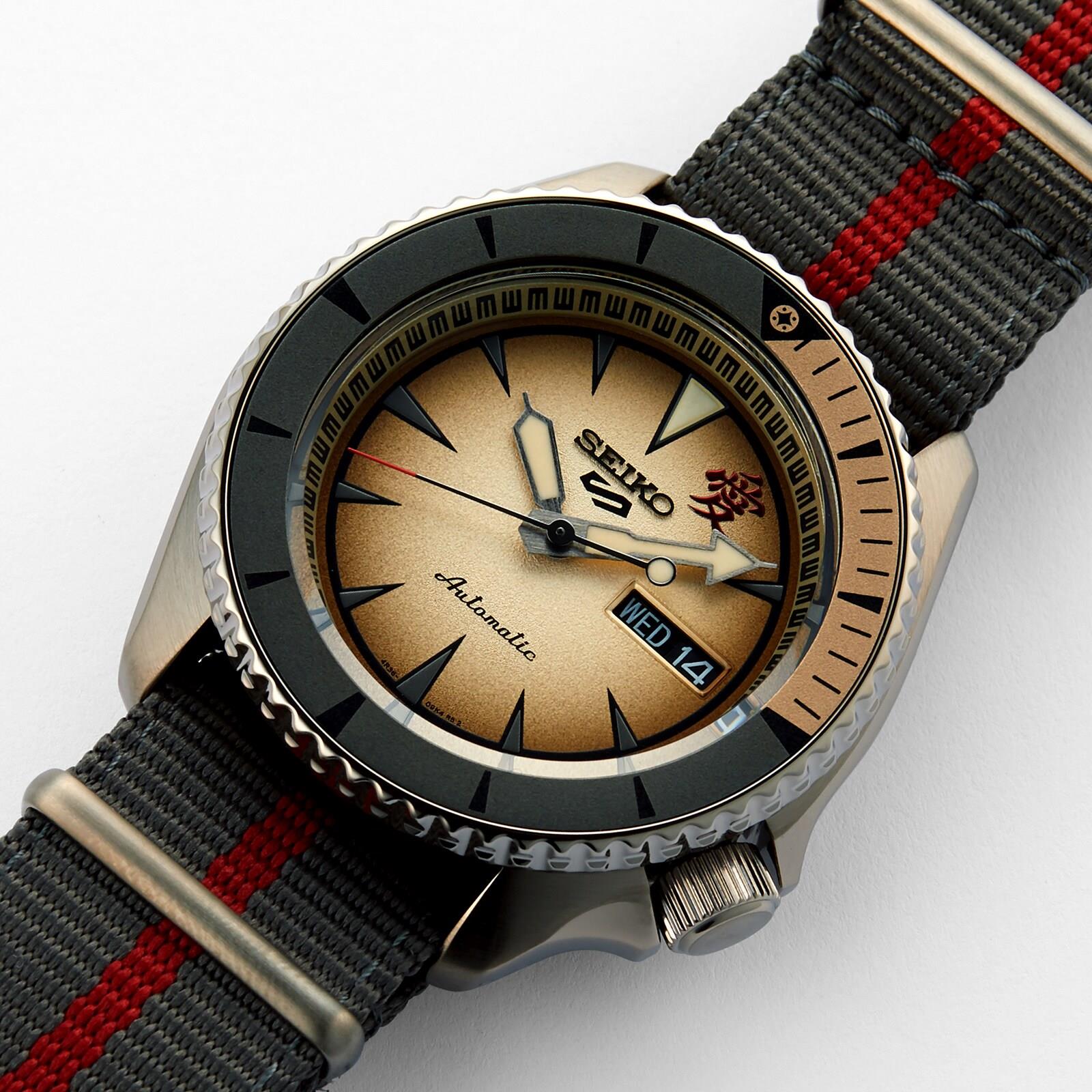 Seiko 5 Sports Boruto & Naruto: Gaara Automatic Cream Dial Grey Nylon Strap Men's Watch SRPF71K1