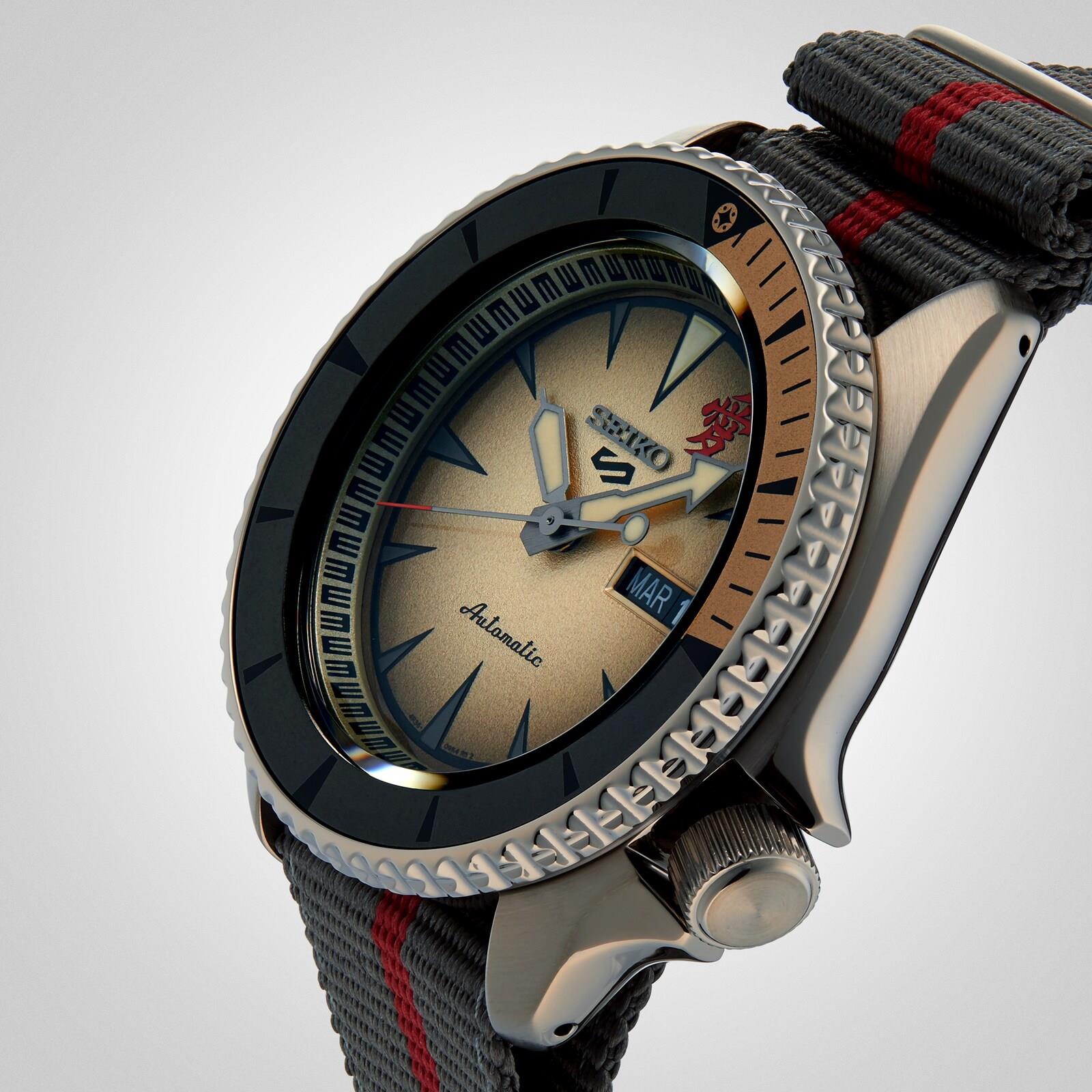 Seiko 5 Sports Boruto & Naruto: Gaara Automatic Cream Dial Grey Nylon Strap Men's Watch SRPF71K1