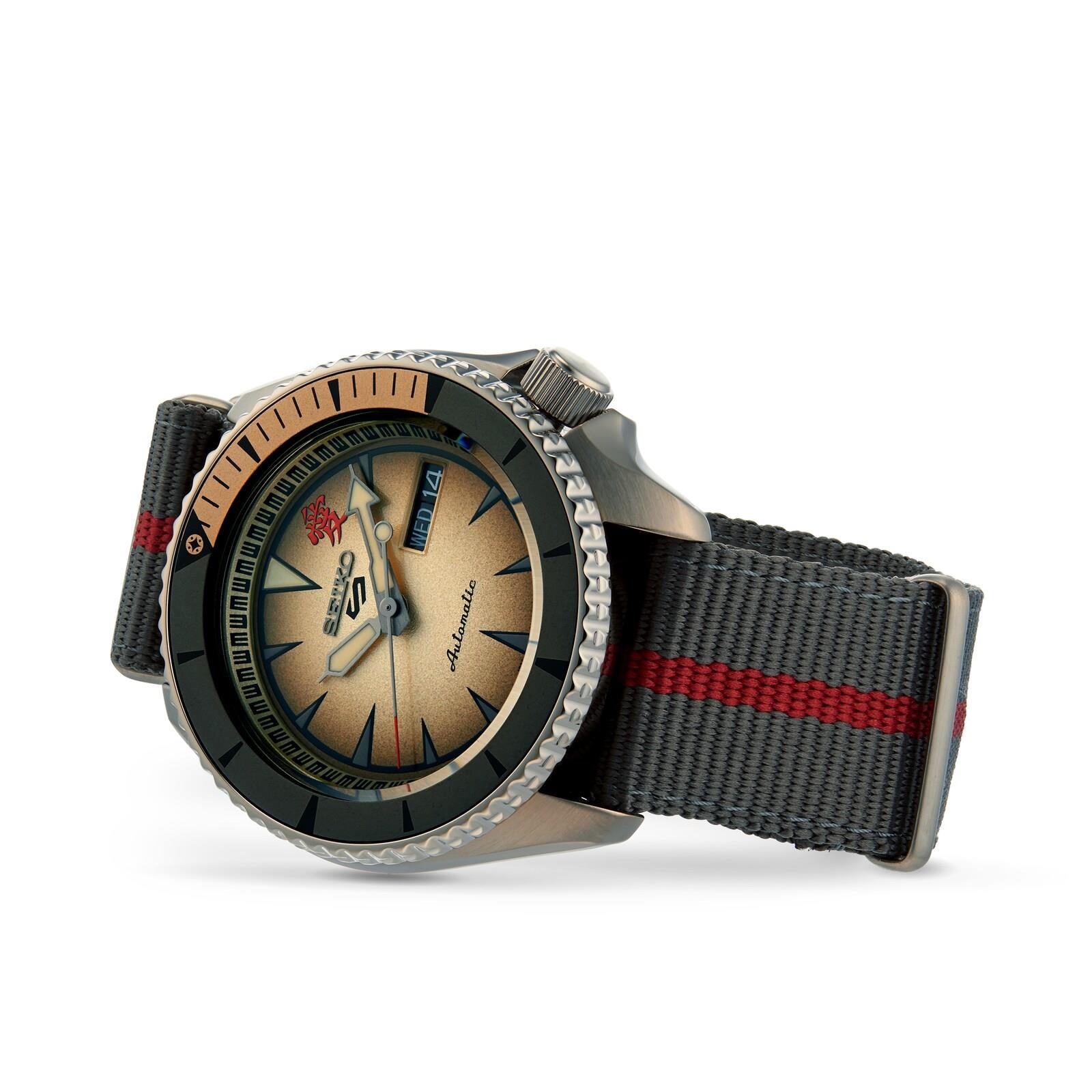 Seiko 5 Sports Boruto & Naruto: Gaara Automatic Cream Dial Grey Nylon Strap Men's Watch SRPF71K1