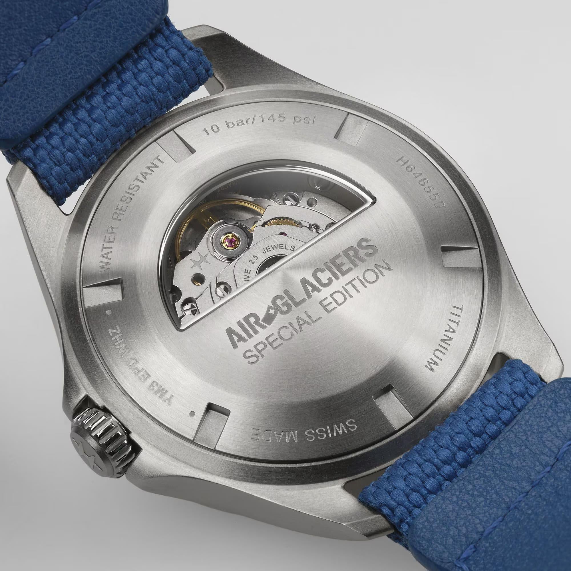 Hamilton Khaki Aviation Pilot Air-Glaciers Day Date Blue Dial Velcro Strap Men's Watch H64655941