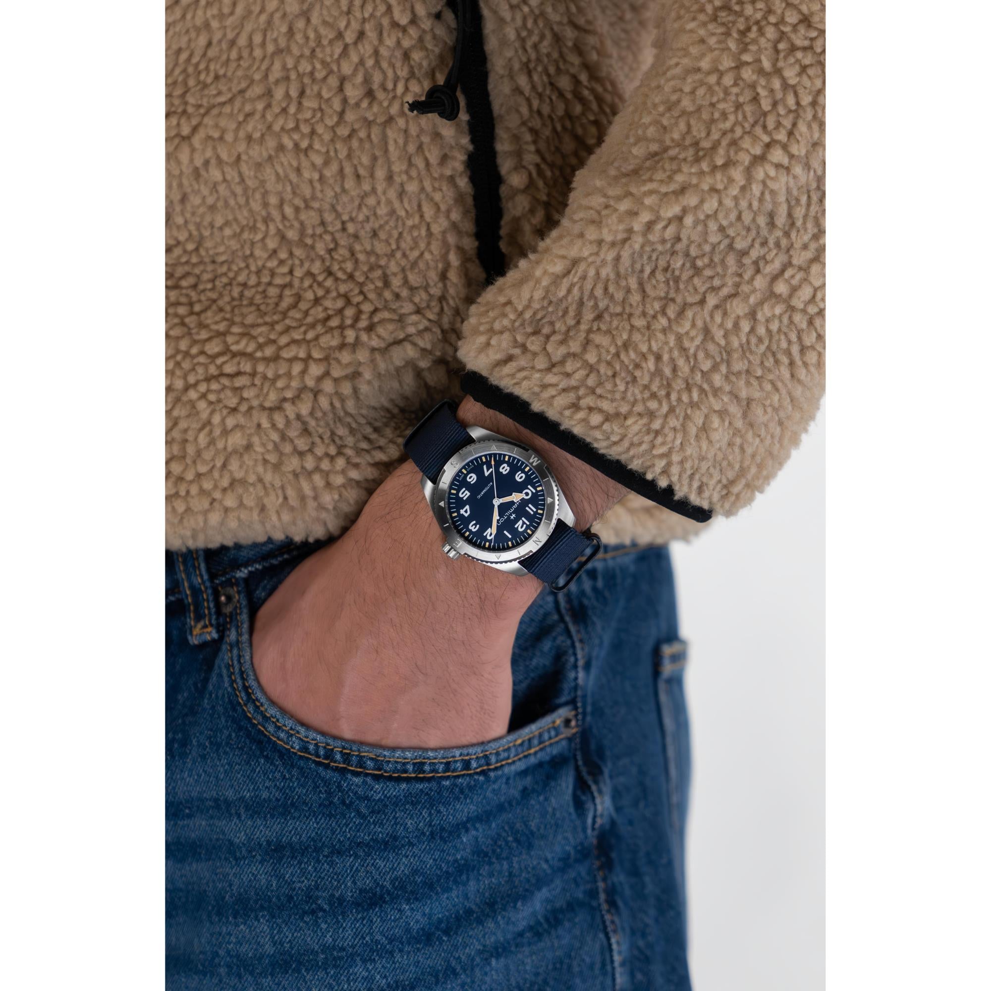 Hamilton Khaki Field Expedition Automatic Blue Dial Textile Strap Men's Watch H70315940