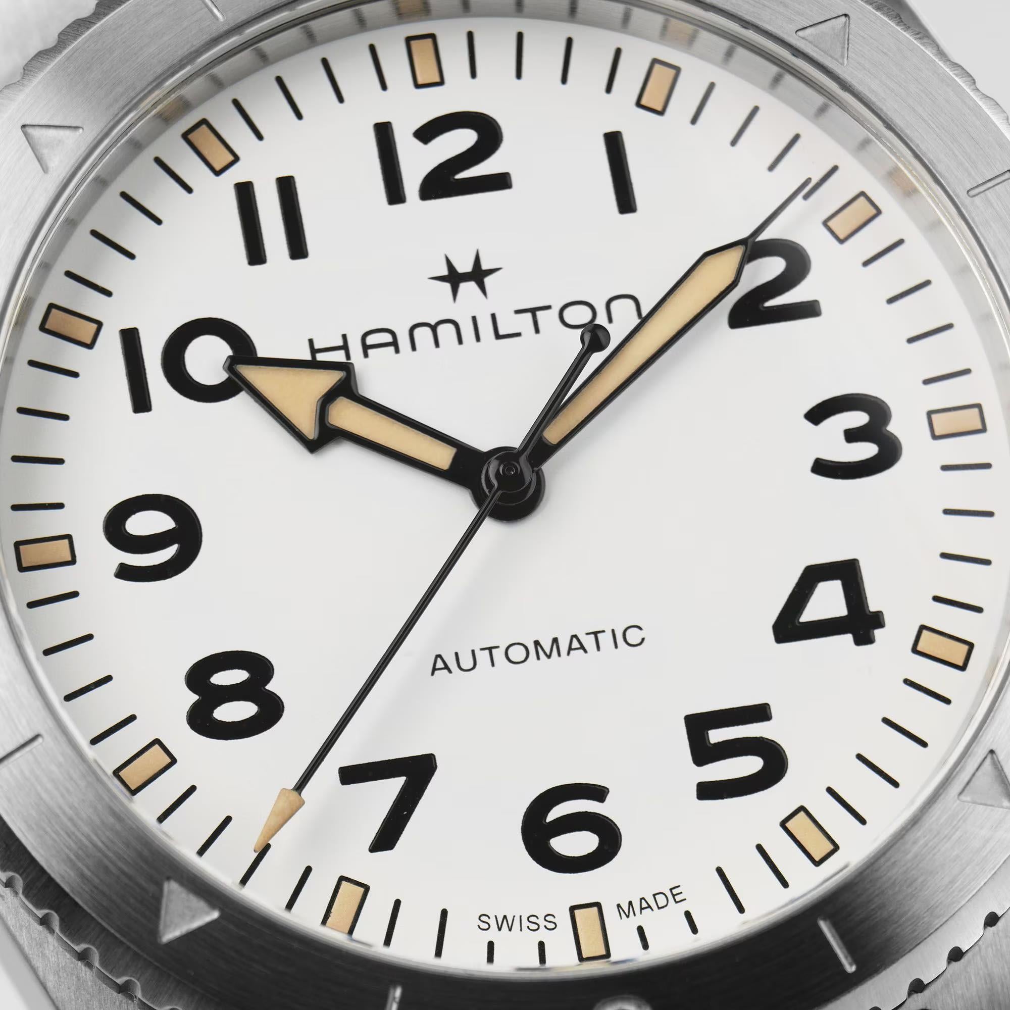 Hamilton Khaki Field Expedition Automatic White Dial Green NATO Strap Watch H70315910