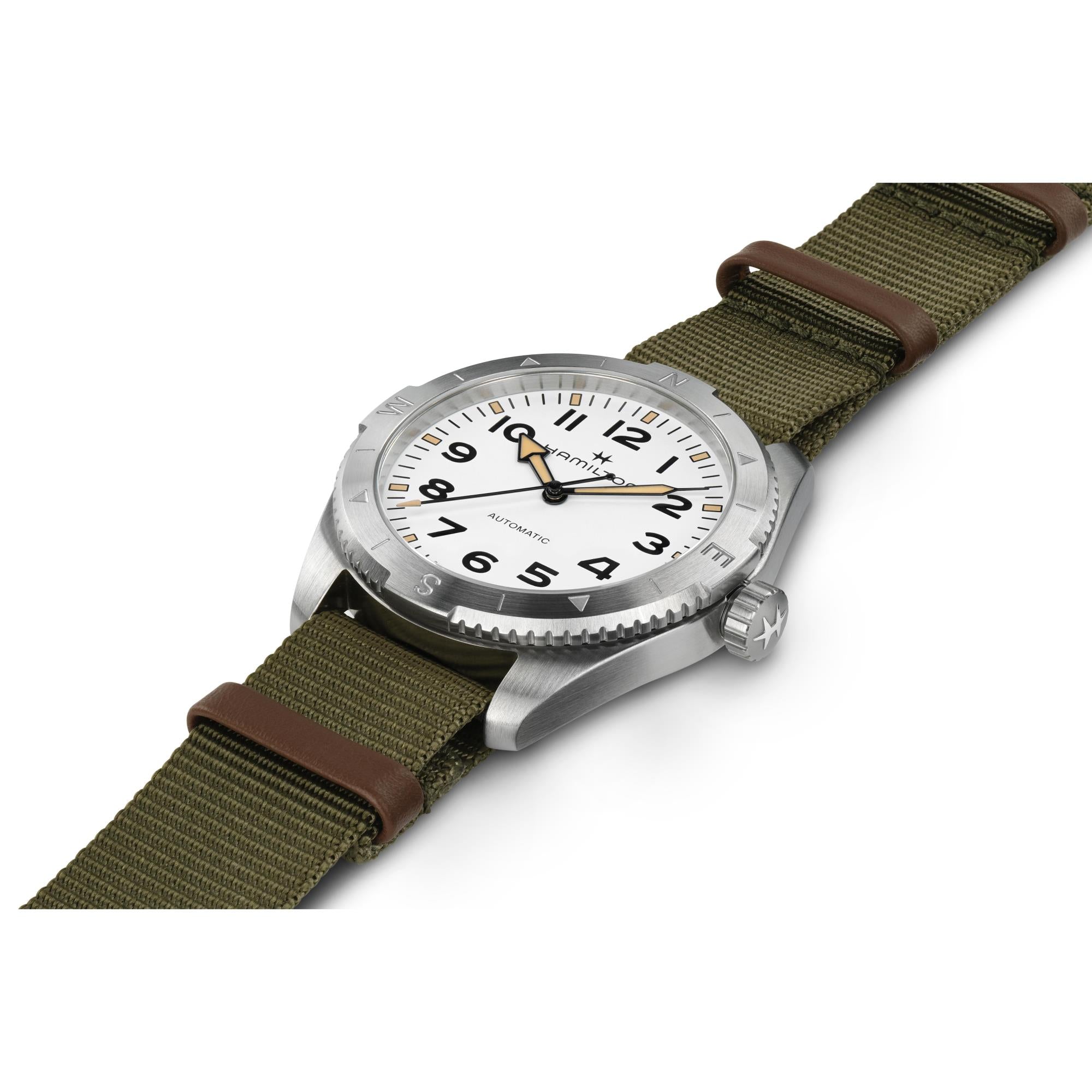 Hamilton Khaki Field Expedition Automatic White Dial Green NATO Strap Watch H70315910