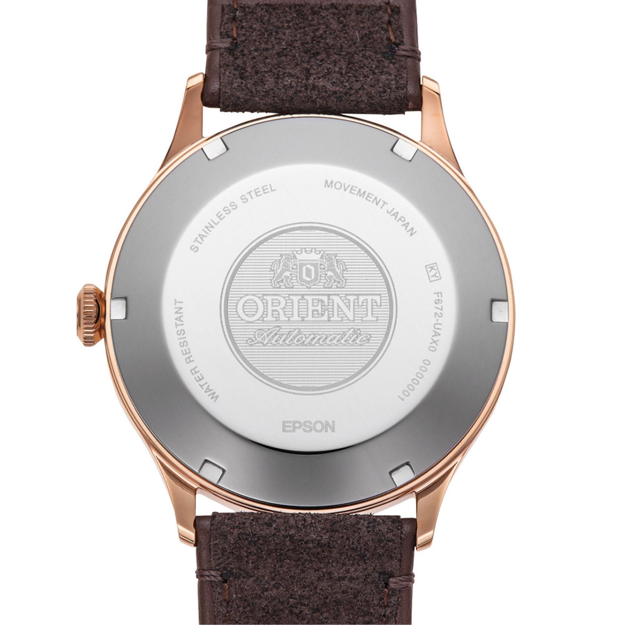 Orient Bambino Automatic Brown Dial Leather Strap Men’s Watch RA-AC0P04Y10B