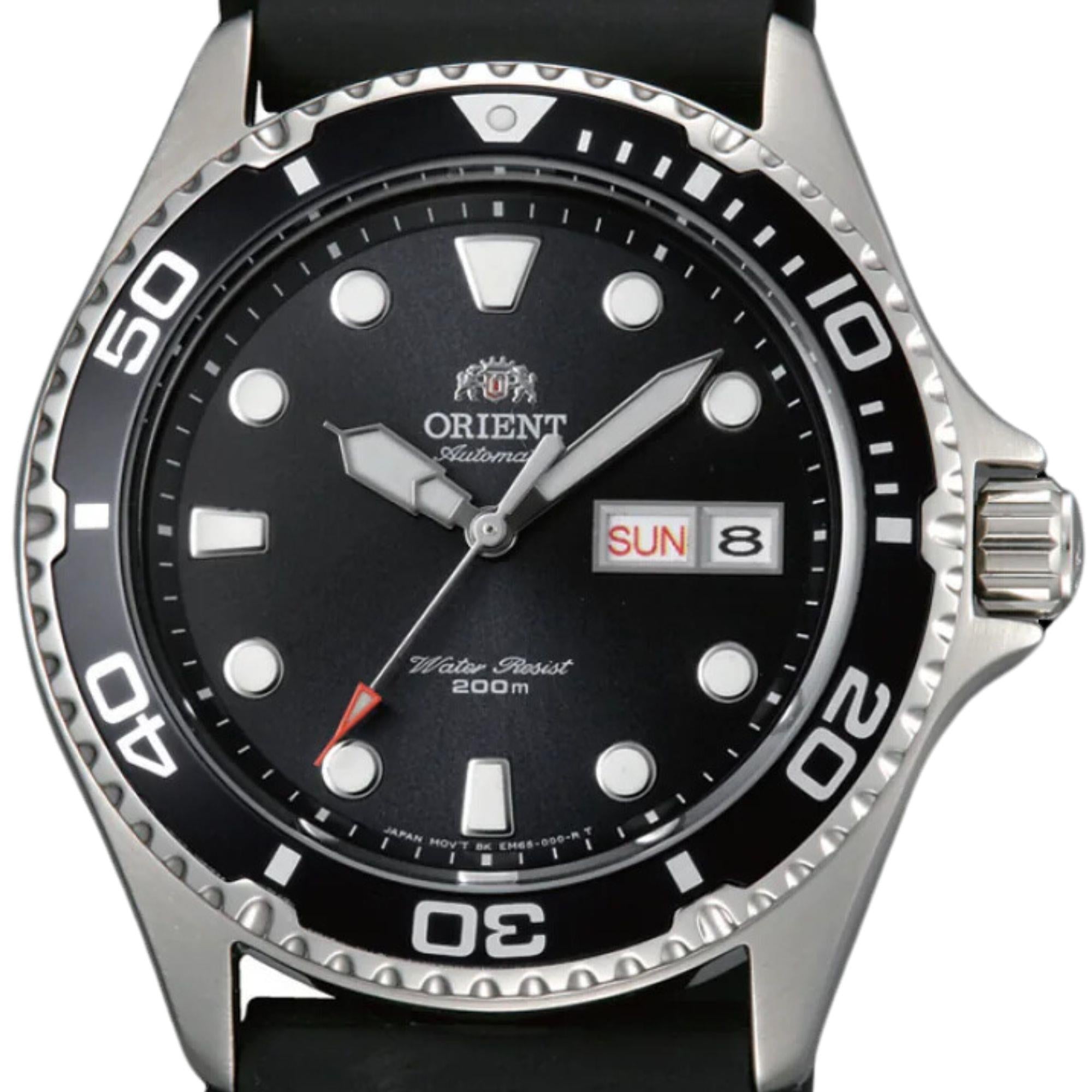 Orient Ray II 42mm Black Dial Rubber Mens Automatic Watch FAA02007B9