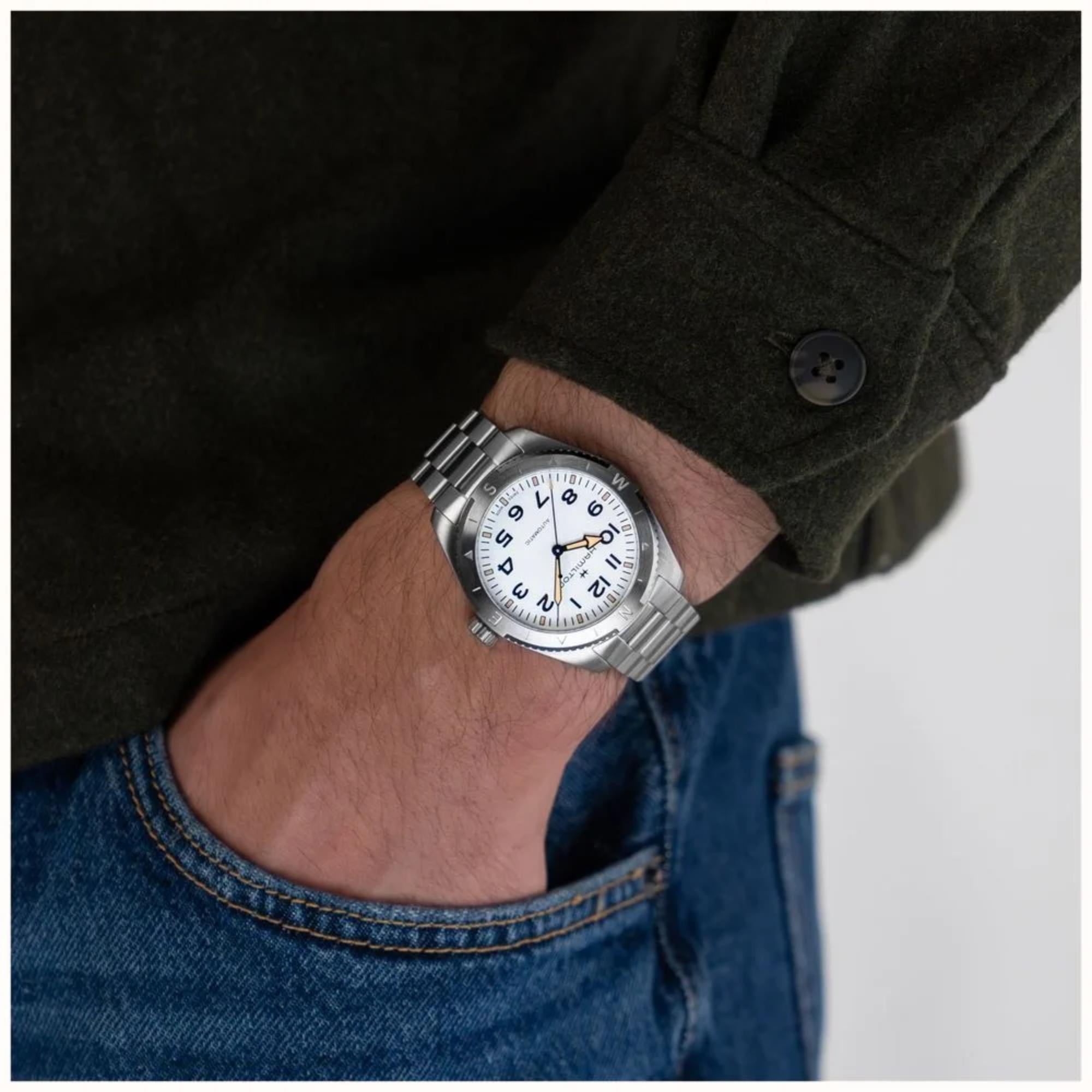 Hamilton Khaki Field Expedition Auto White Dial Stainless Steel Bracelet Men's Watch H70315110