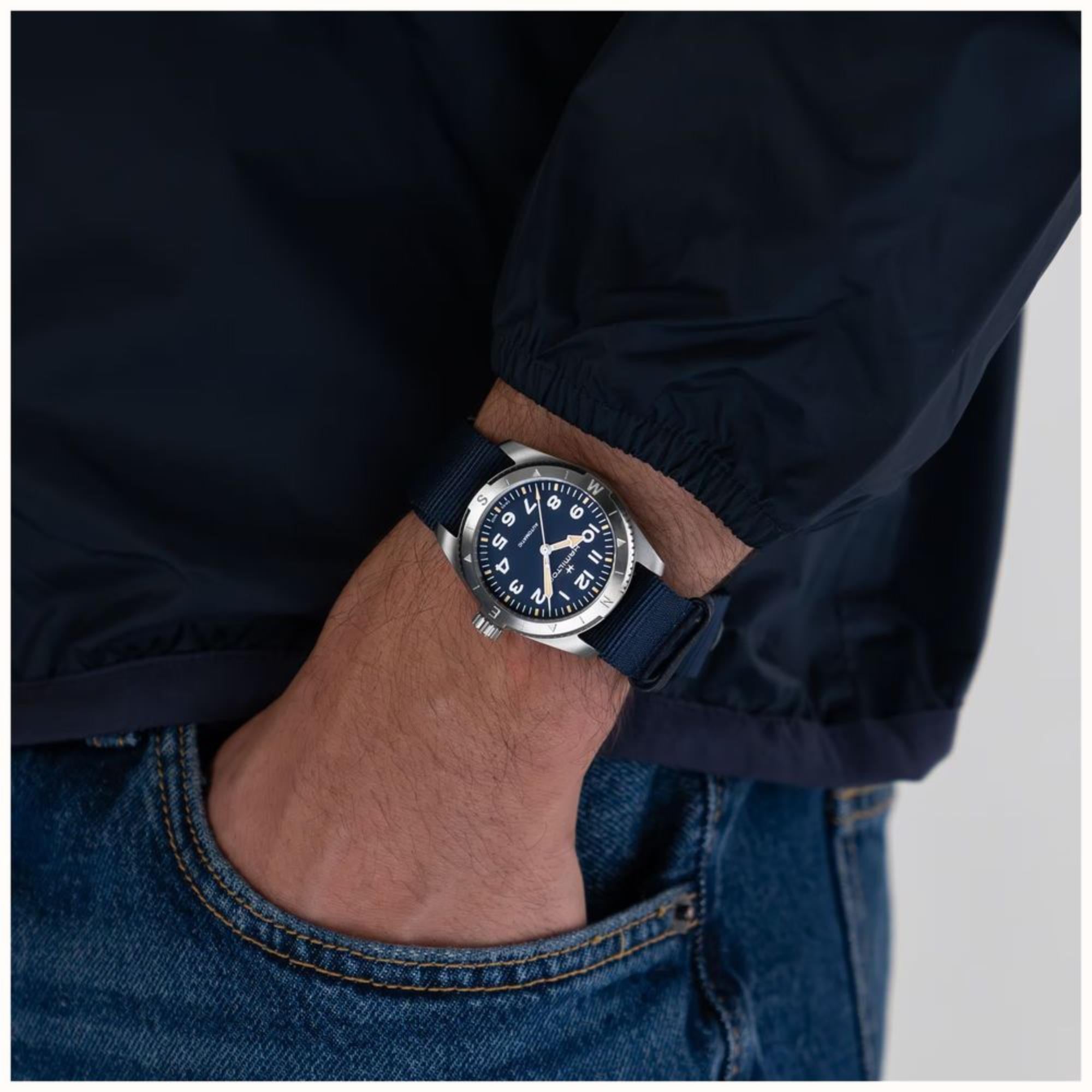 Hamilton Khaki Field Expedition Automatic Blue Dial Blue NATO Strap Unisex Watch H70225940