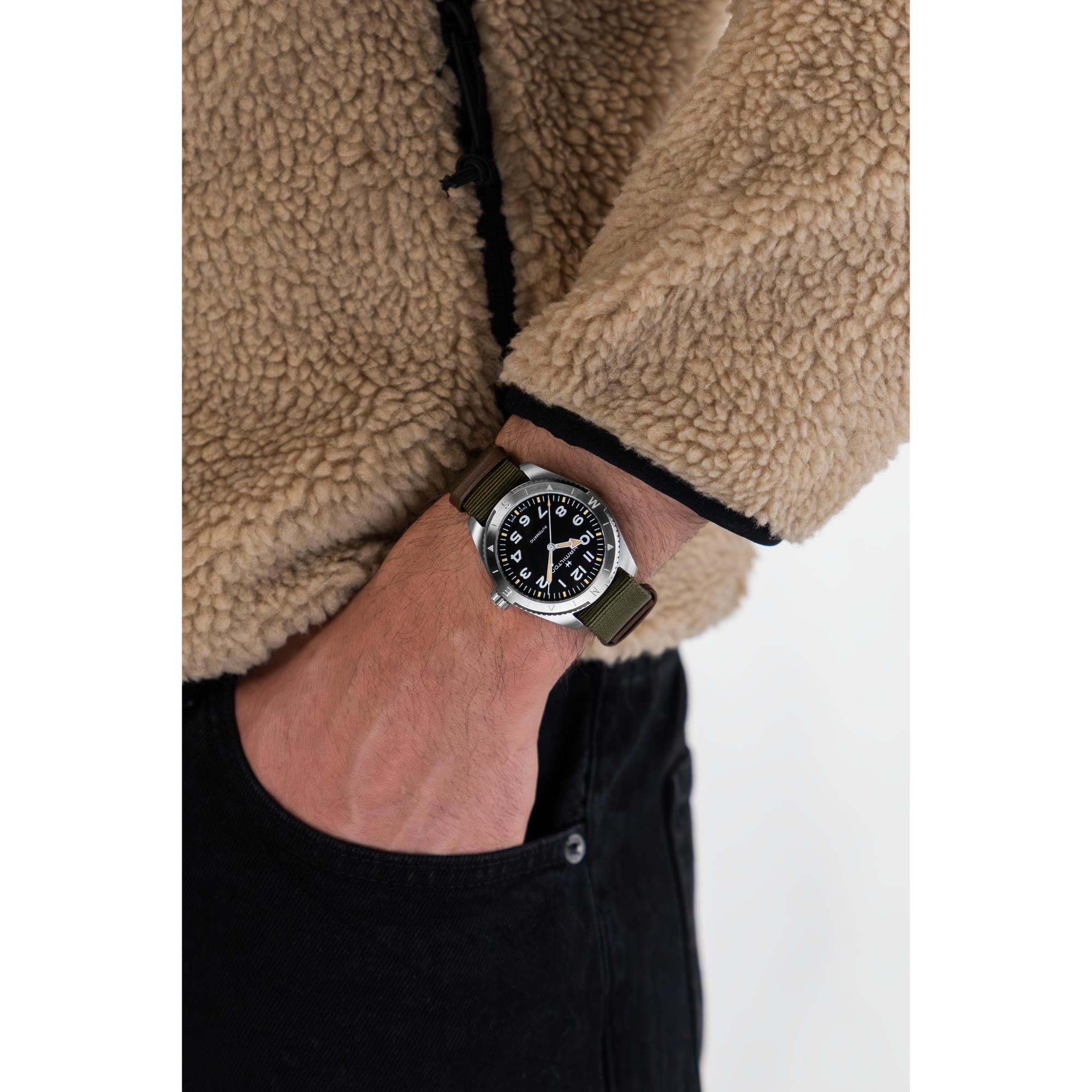 Hamilton Khaki Field Expedition Automatic Black Dial Green NATO Strap Unisex Watch H70225931
