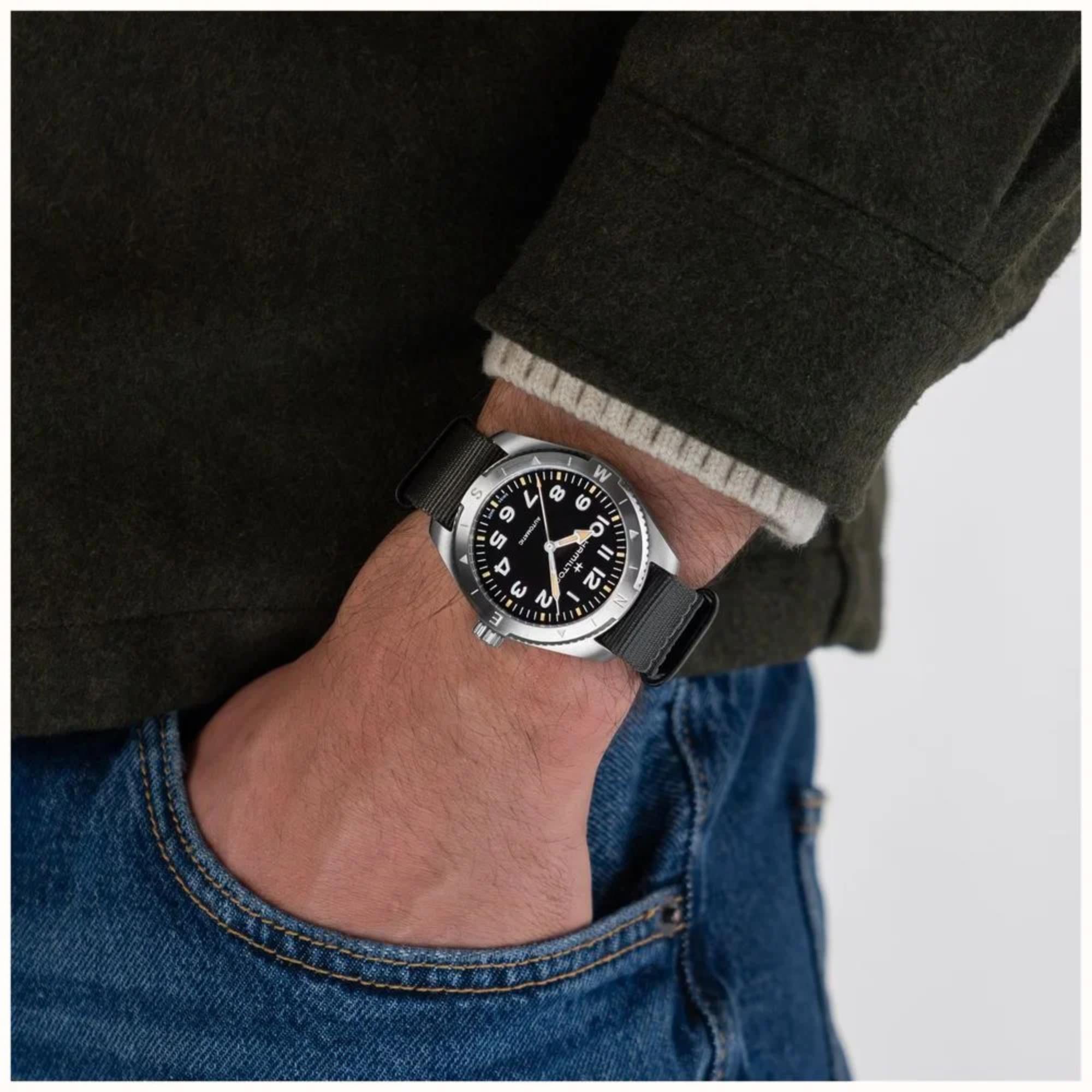 Hamilton Khaki Field Expedition Automatic Black Dial Textile Strap Unisex Watch H70225930