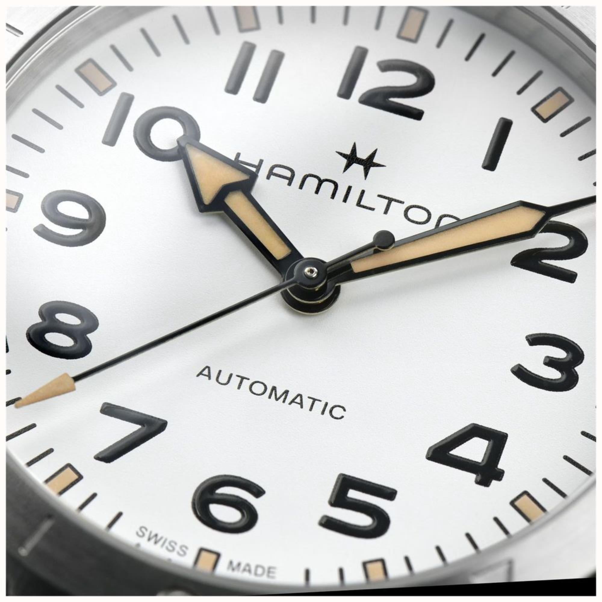 Hamilton Khaki Field Expedition Automatic White Dial Green NATO Strap Women's Watch H70225910