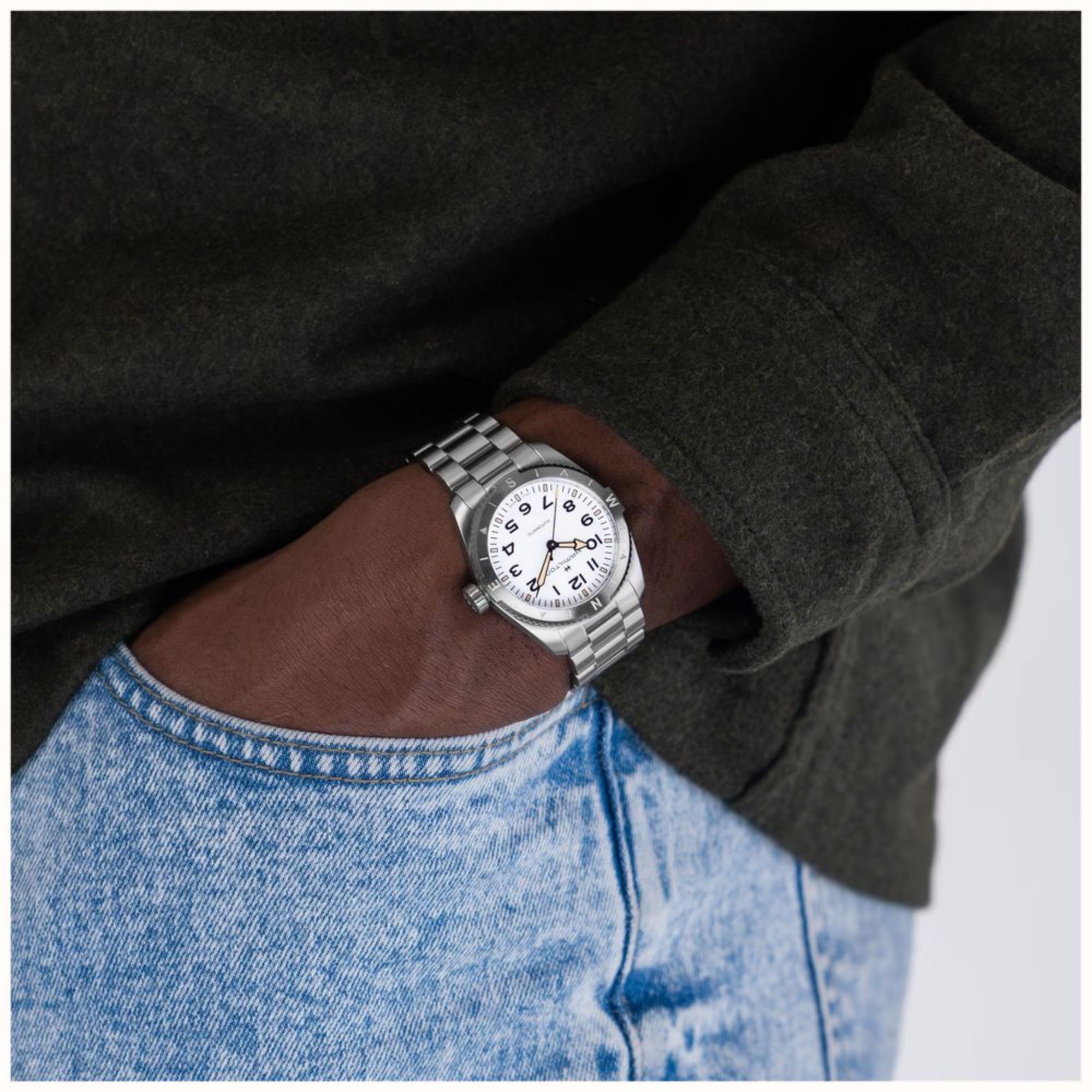 Hamilton Khaki Field Expedition Automatic White Dial Stainless Steel Bracelet Watch H70225110
