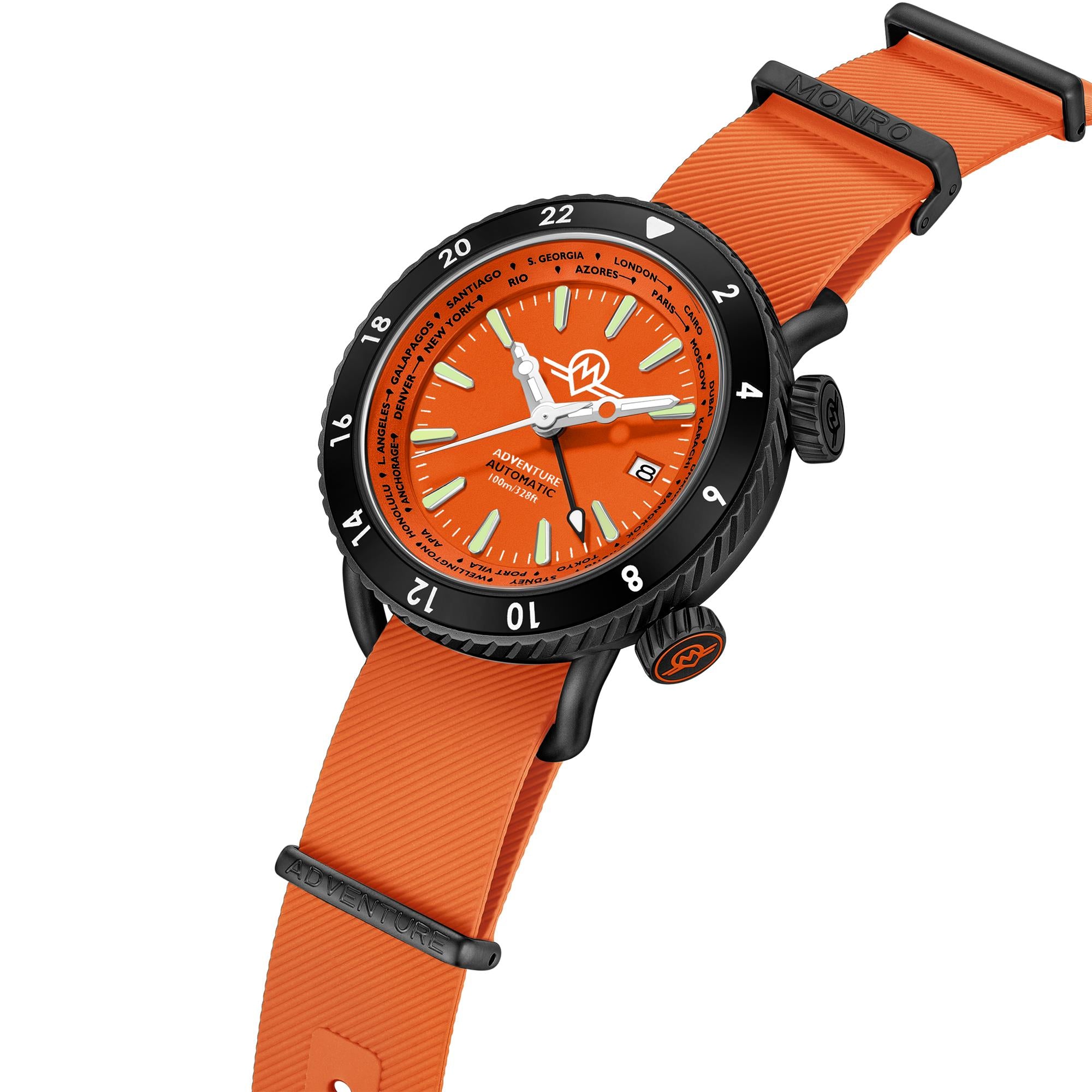 Monro Adventure Night Fire Orange Dial Automatic Men's Watch MA-7