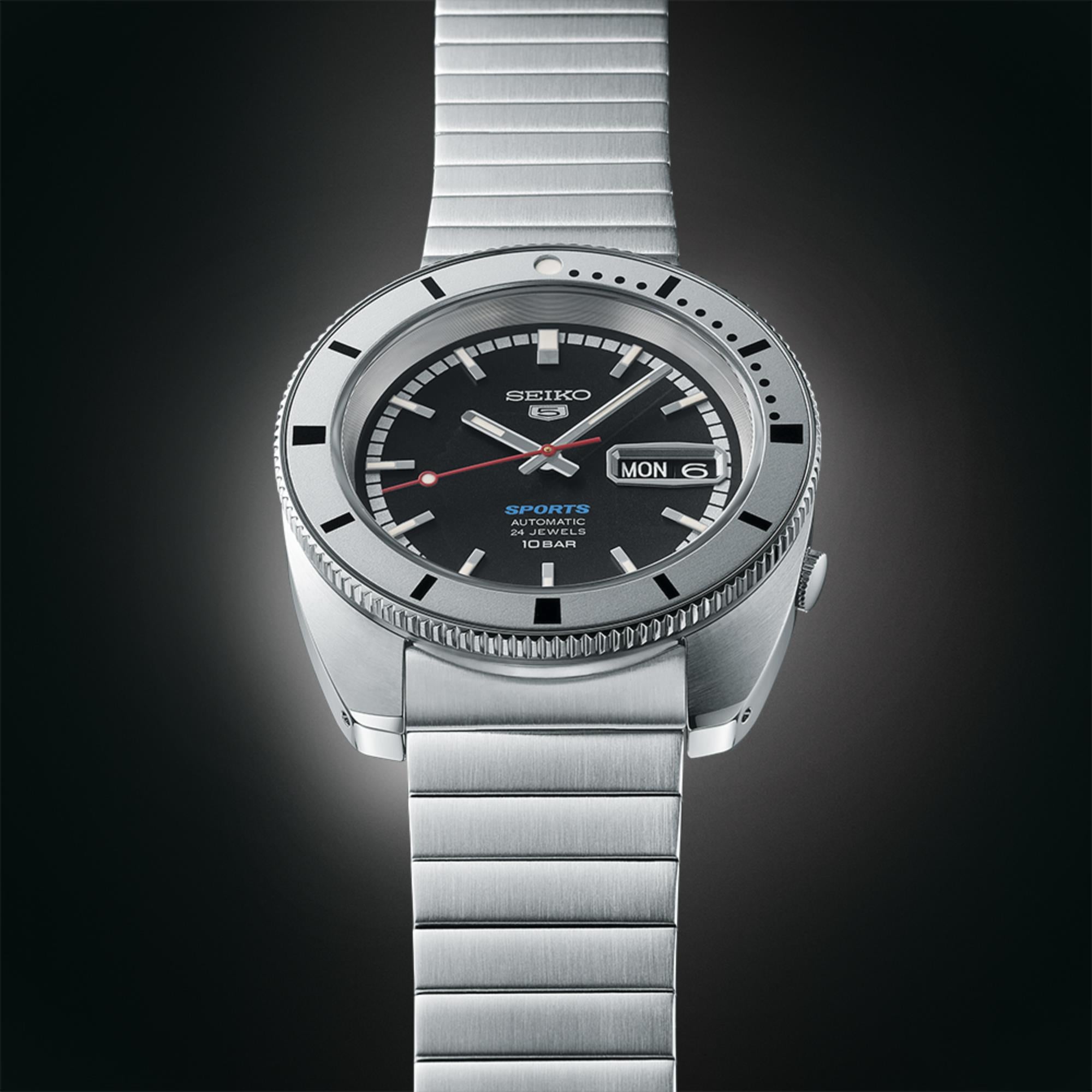 Seiko 5 Sports 'Pepper Black' 1968 Recreation Limited Edition Black Dial Men's Watch SRPL05K1