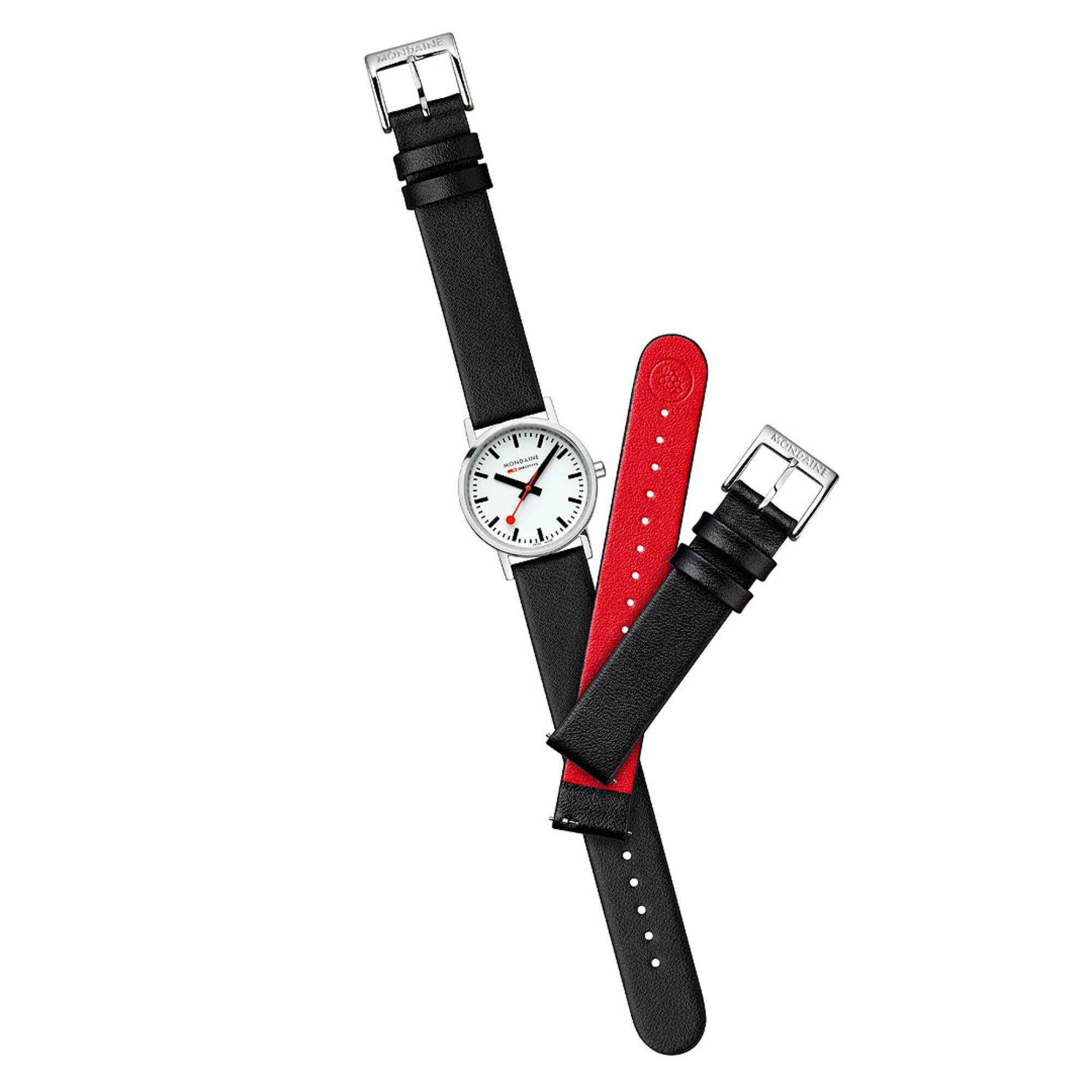 Mondaine Classic White Dial Black Vegan Grape Leather Strap Ladies Watch A658.30323.11SBBV