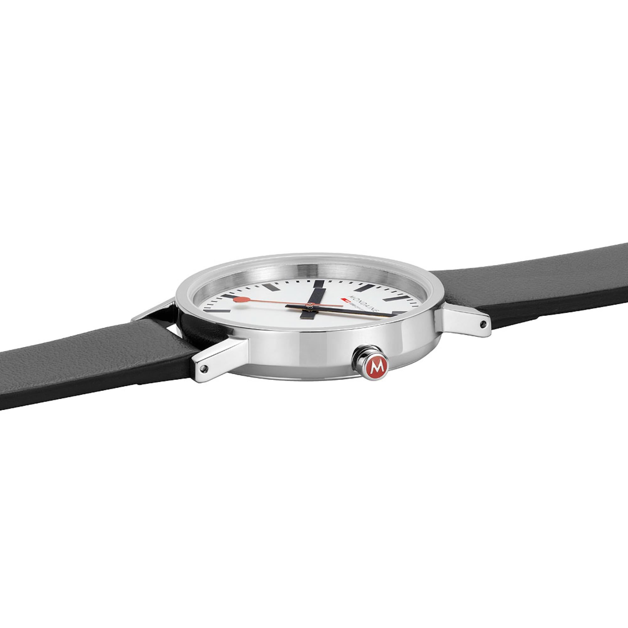 Mondaine Classic White Dial Black Vegan Leather Strap Unisex Watch A660.30314.11SBBV