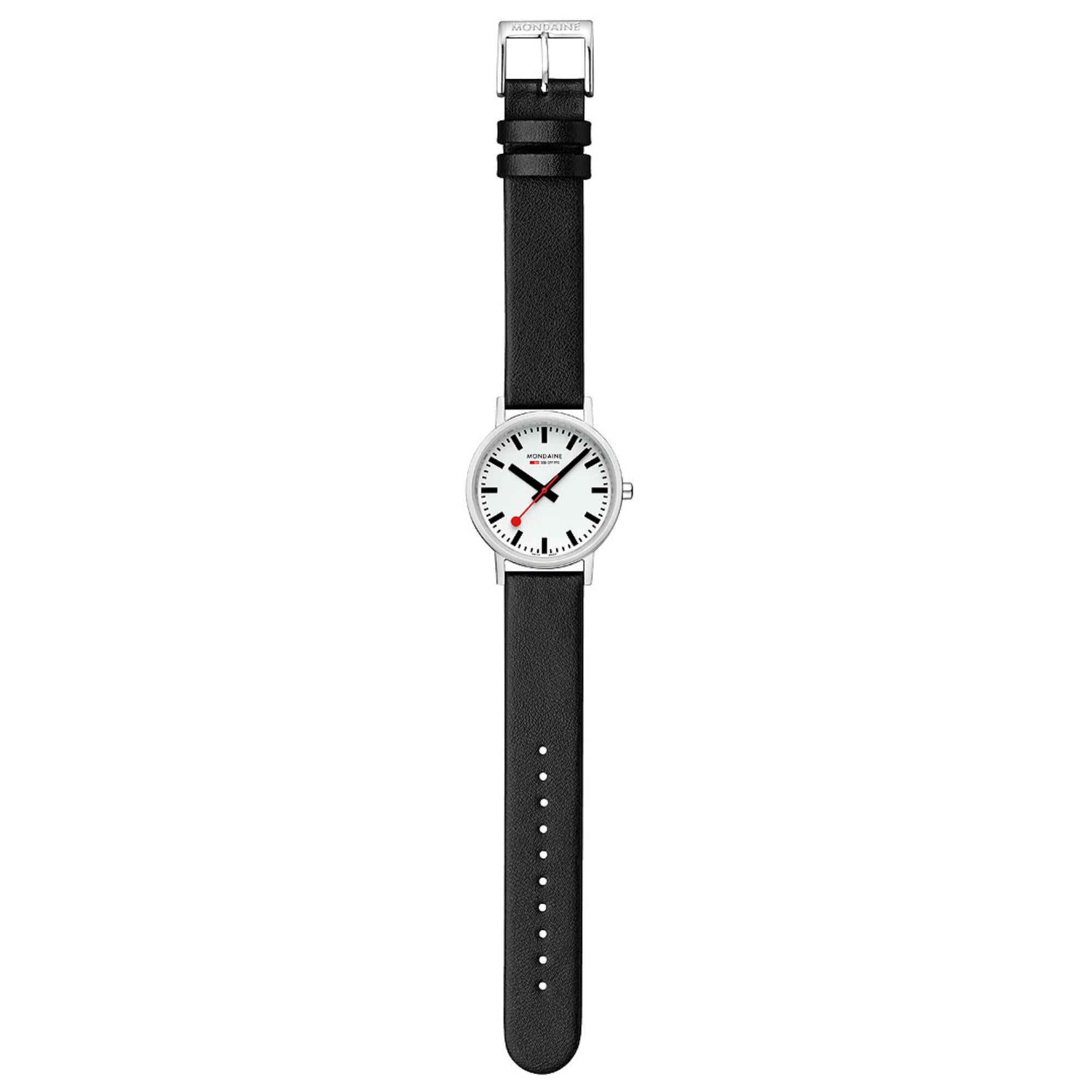 Mondaine Classic White Dial Black Vegan Leather Strap Unisex Watch A660.30314.11SBBV