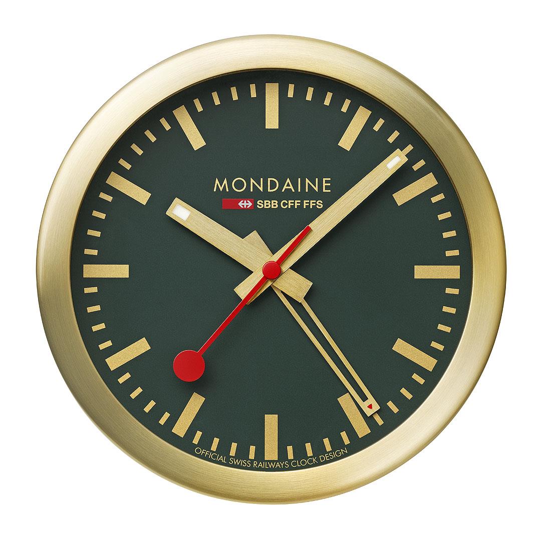 Mondaine Forest Green Dial Gold-Tone Case Table & Alarm Clock A997.MCAL.66SBG.1