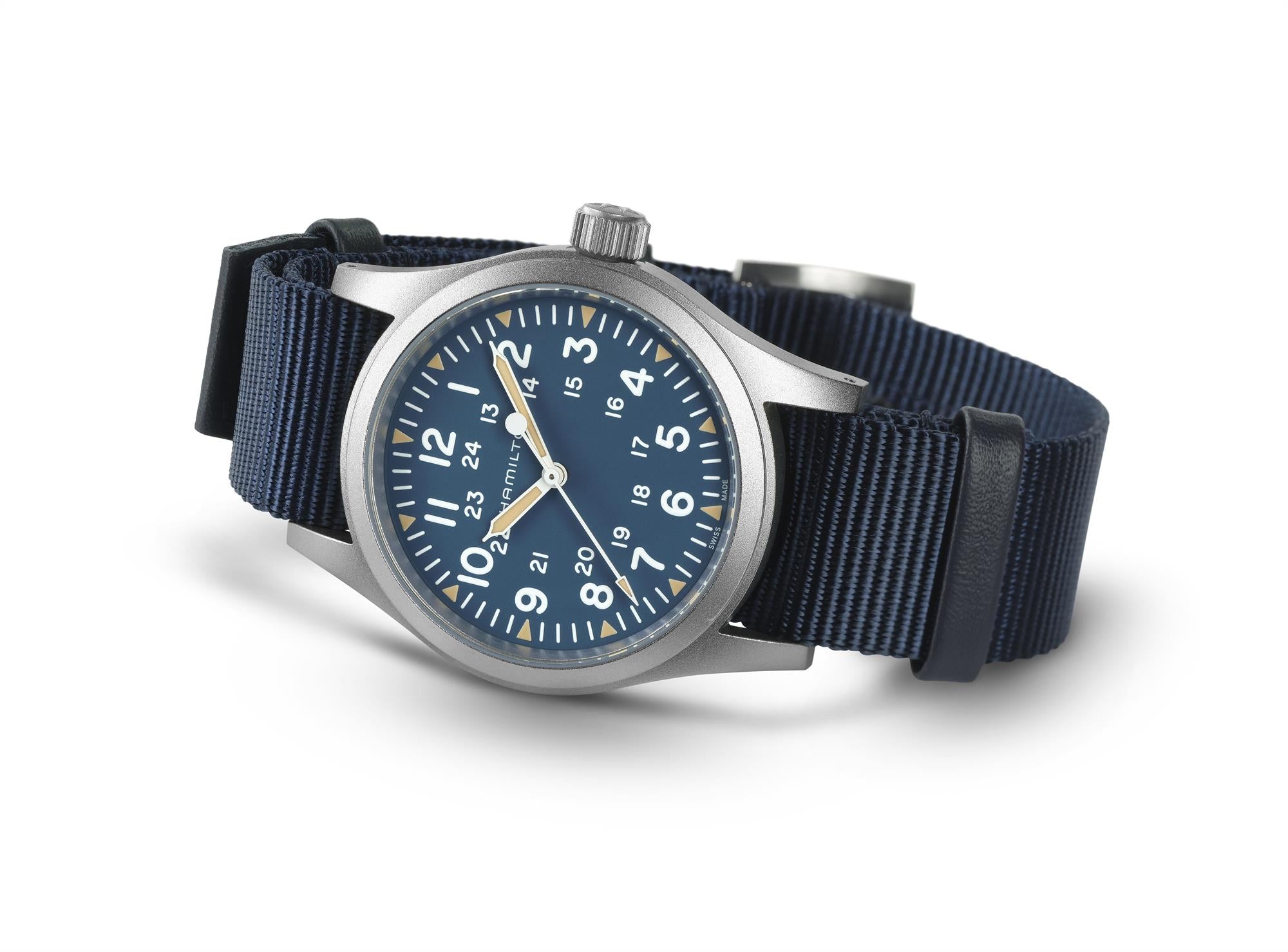 Hamilton Khaki Field Mechanical Blue Dial NATO Strap Unisex Watch H69439940
