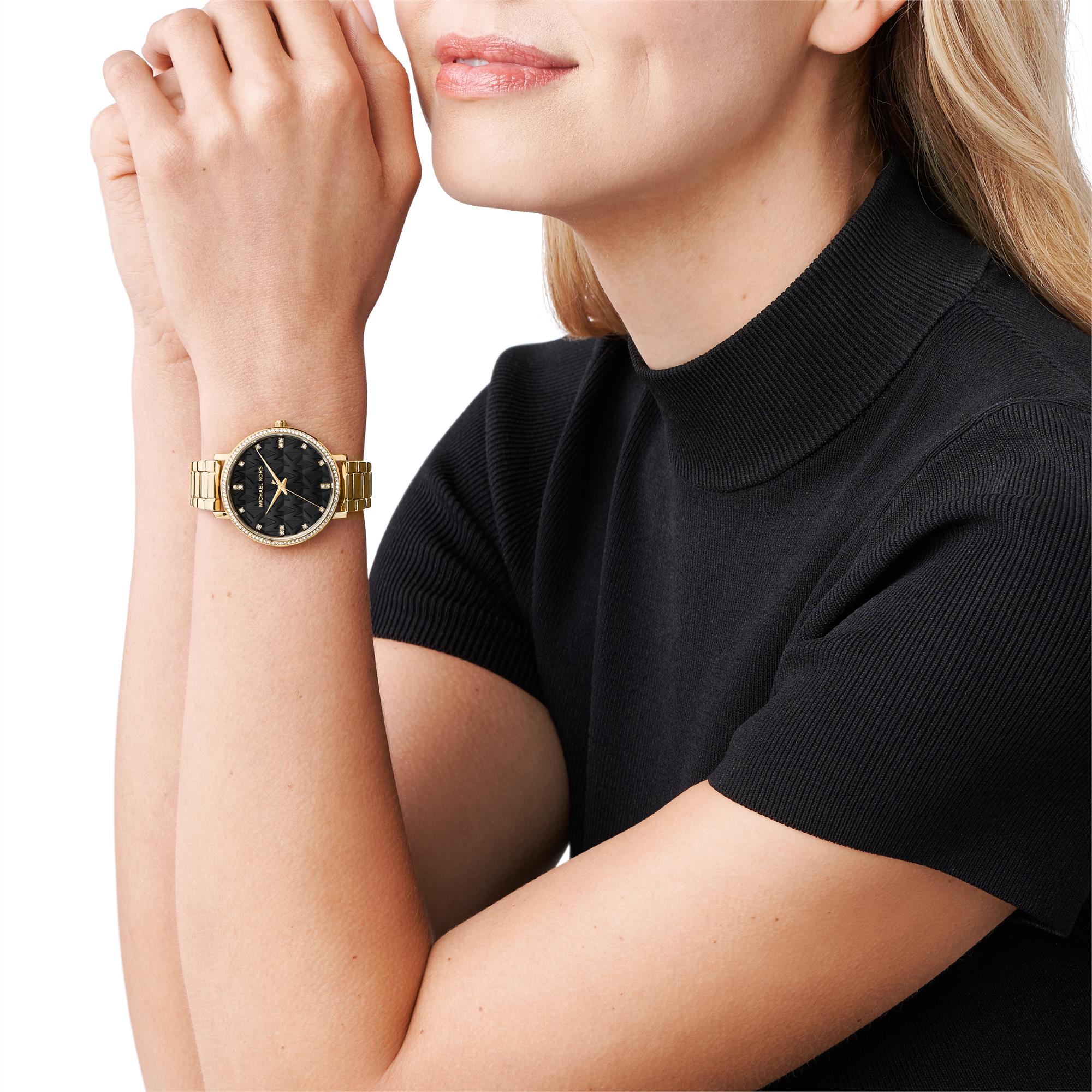 Michael Kors Pyper Gold-Tone Bracelet Black Dial Women's Watch MK4593