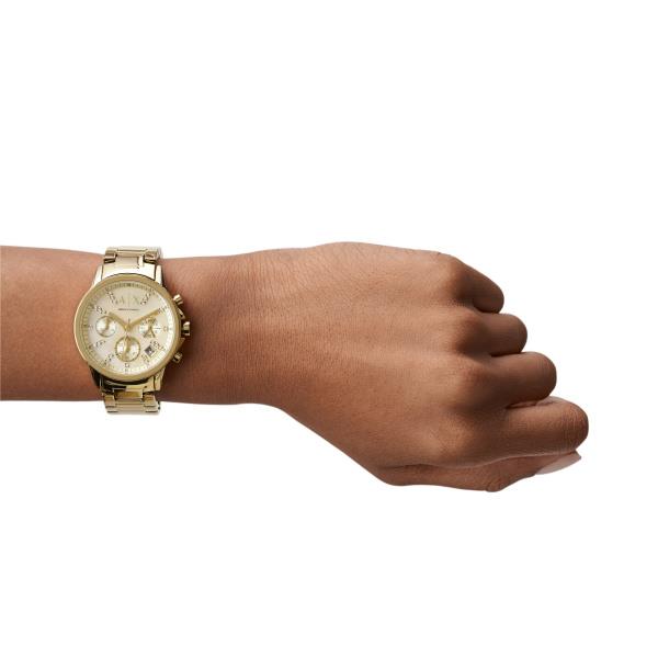 Armani Exchange Banks Chronograph Quartz Gold-Tone Stainless Steel Gold Dial Women's Watch AX4327