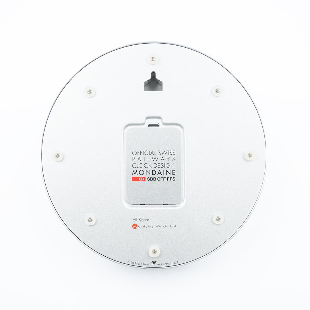 Mondaine stop2go 25cm Aluminium Case Wi-Fi White Dial Wall Clock MSM.25S11