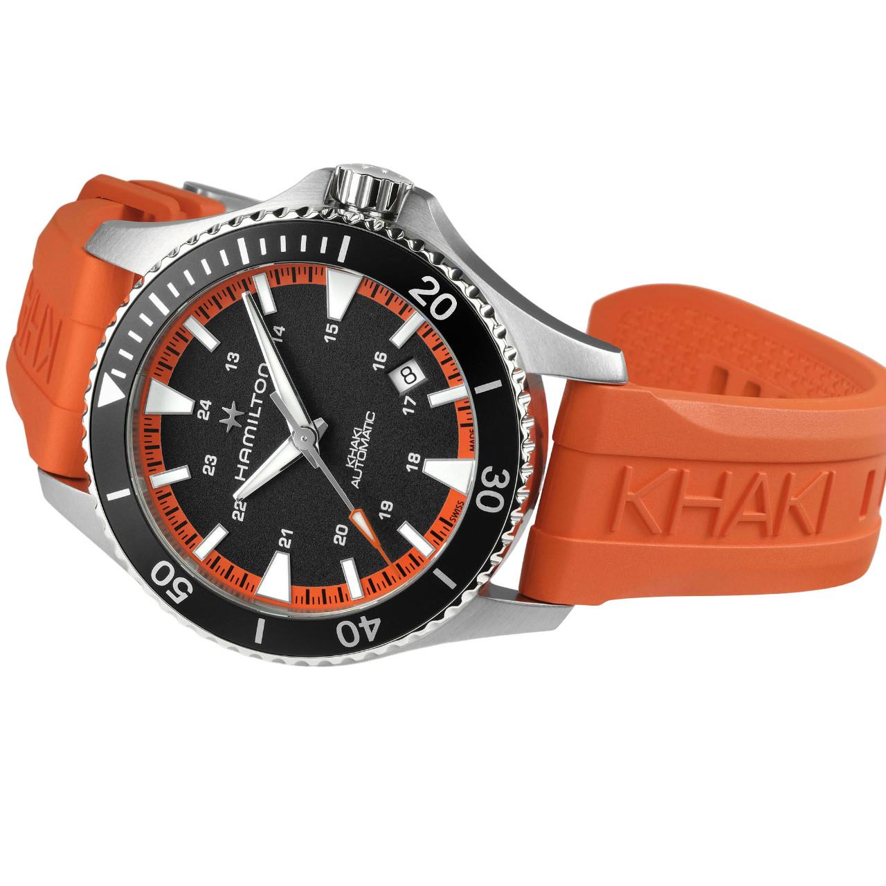 Hamilton Khaki Navy Scuba Automatic Black Dial Rubber Strap Men's Watch H82395331
