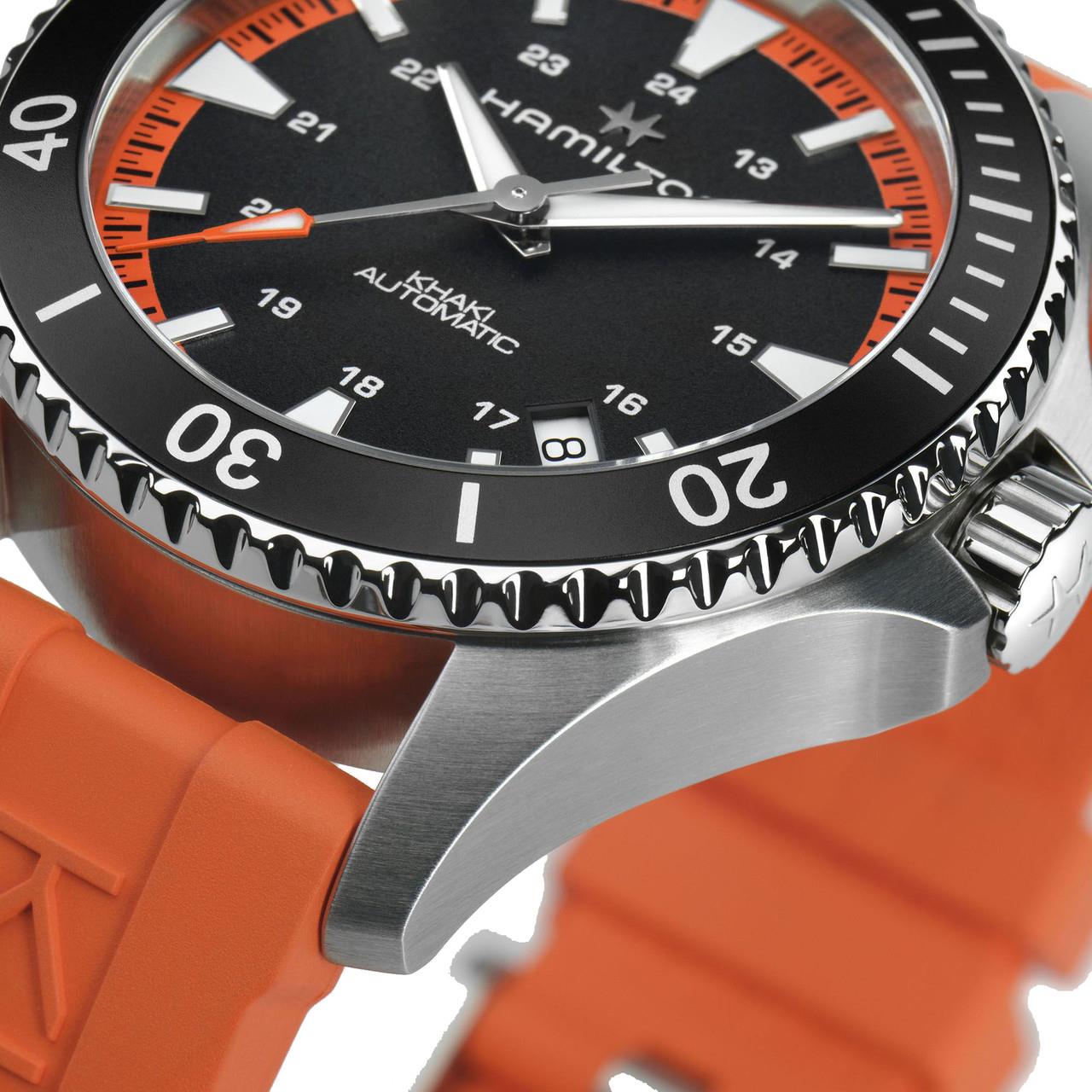 Hamilton Khaki Navy Scuba Automatic Black Dial Rubber Strap Men's Watch H82395331