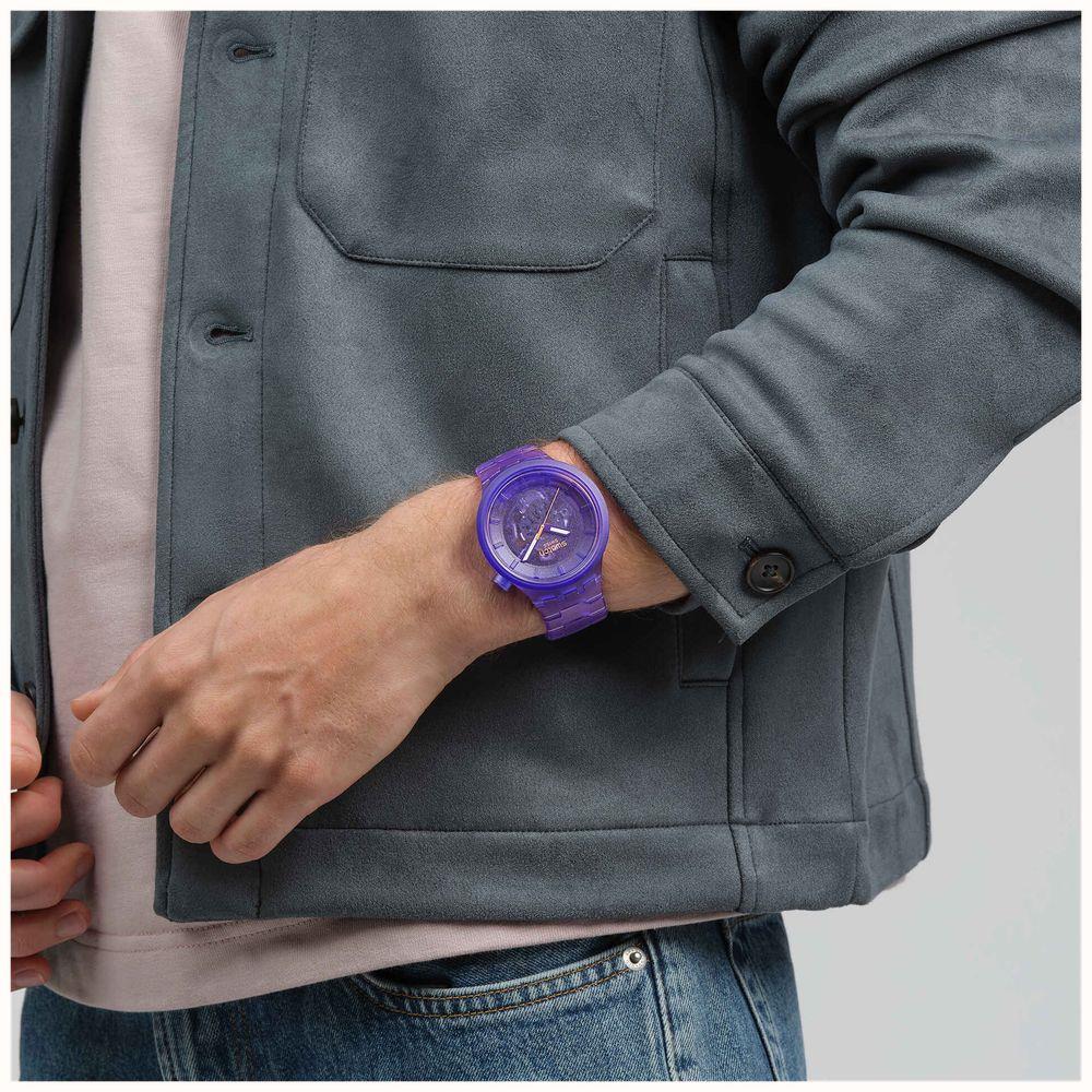 Swatch PURPLE JOY Purple Dial Bio-Sourced Material Strap Watch SB05V103