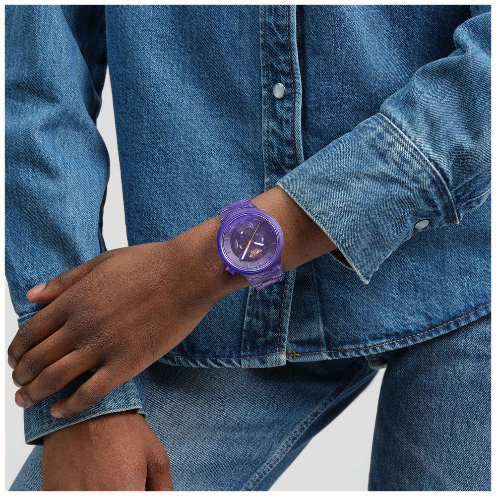 Swatch PURPLE JOY Purple Dial Bio-Sourced Material Strap Watch SB05V103