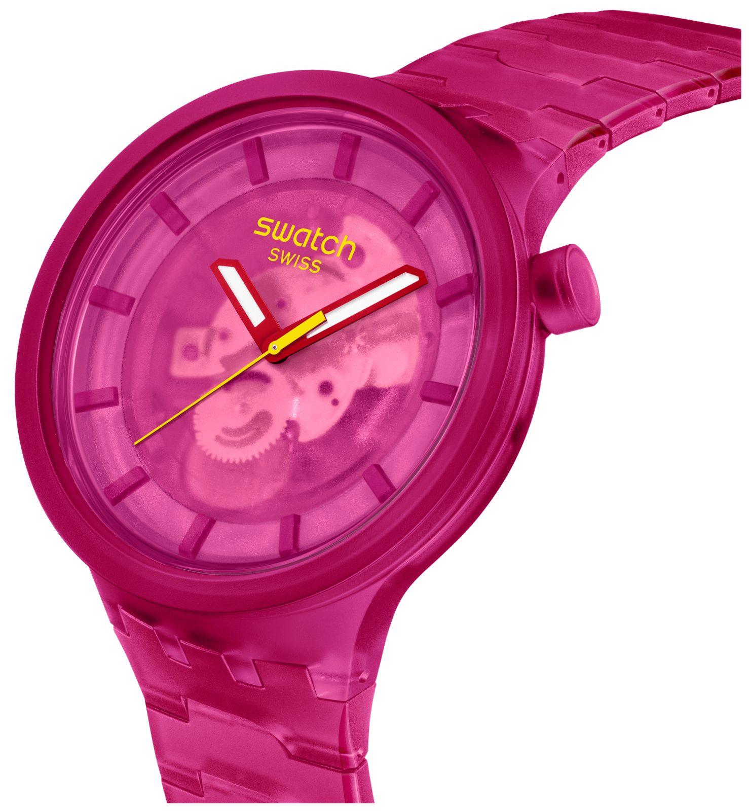 Swatch PINK JOY Pink Dial Pink Bio-Sourced Material Strap Unisex Watch SB05P102