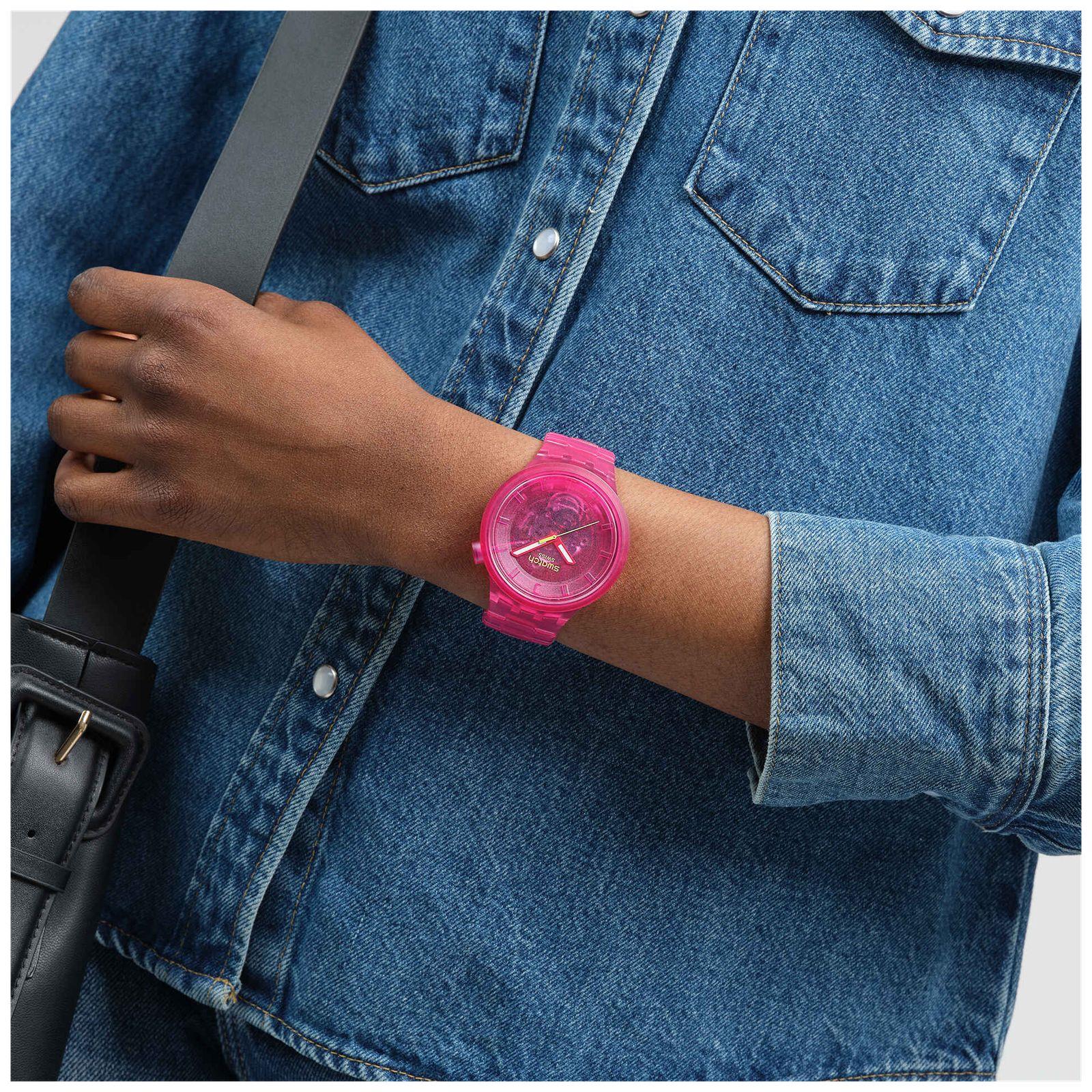 Swatch PINK JOY Pink Dial Pink Bio-Sourced Material Strap Unisex Watch SB05P102