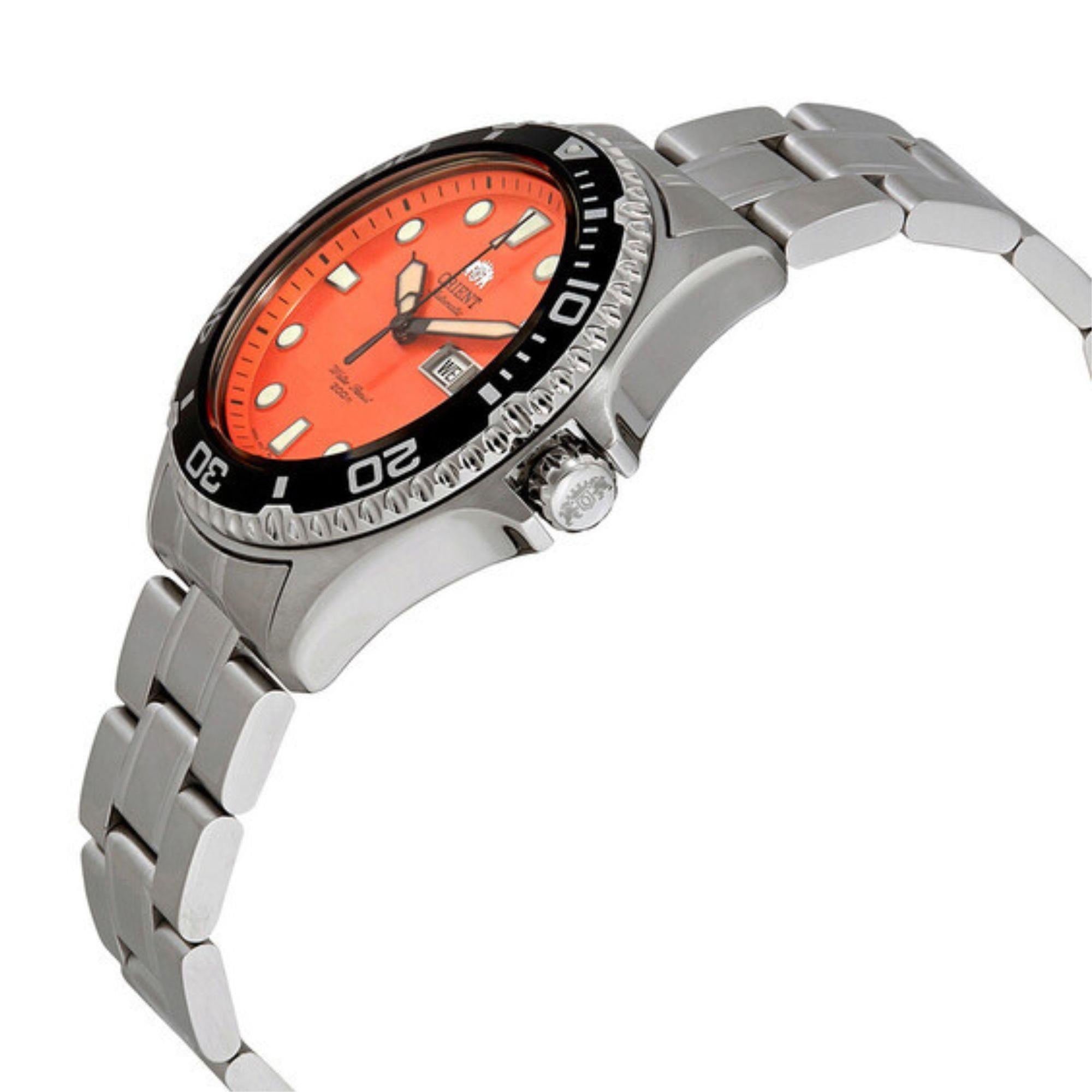 Orient Ray II Automatic Orange Dial Steel Strap Men’s Watch FAA02006M9