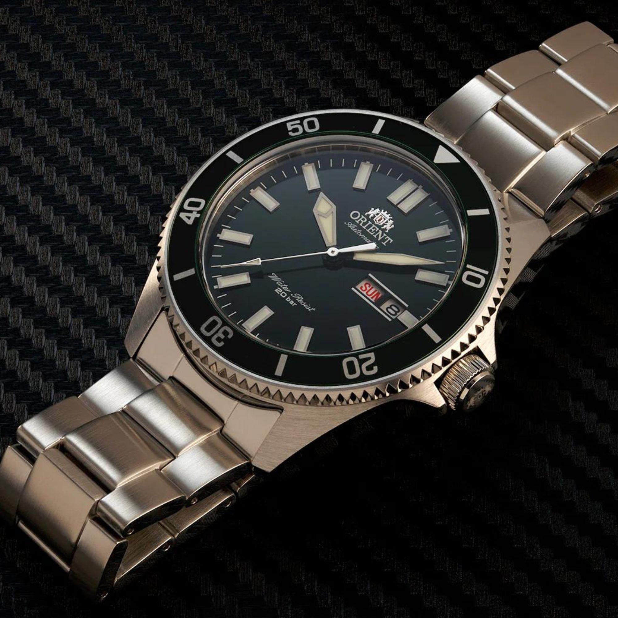 Orient Kano 44mm Green Dial Steel Mens Automatic Watch RA-AA0914E19B