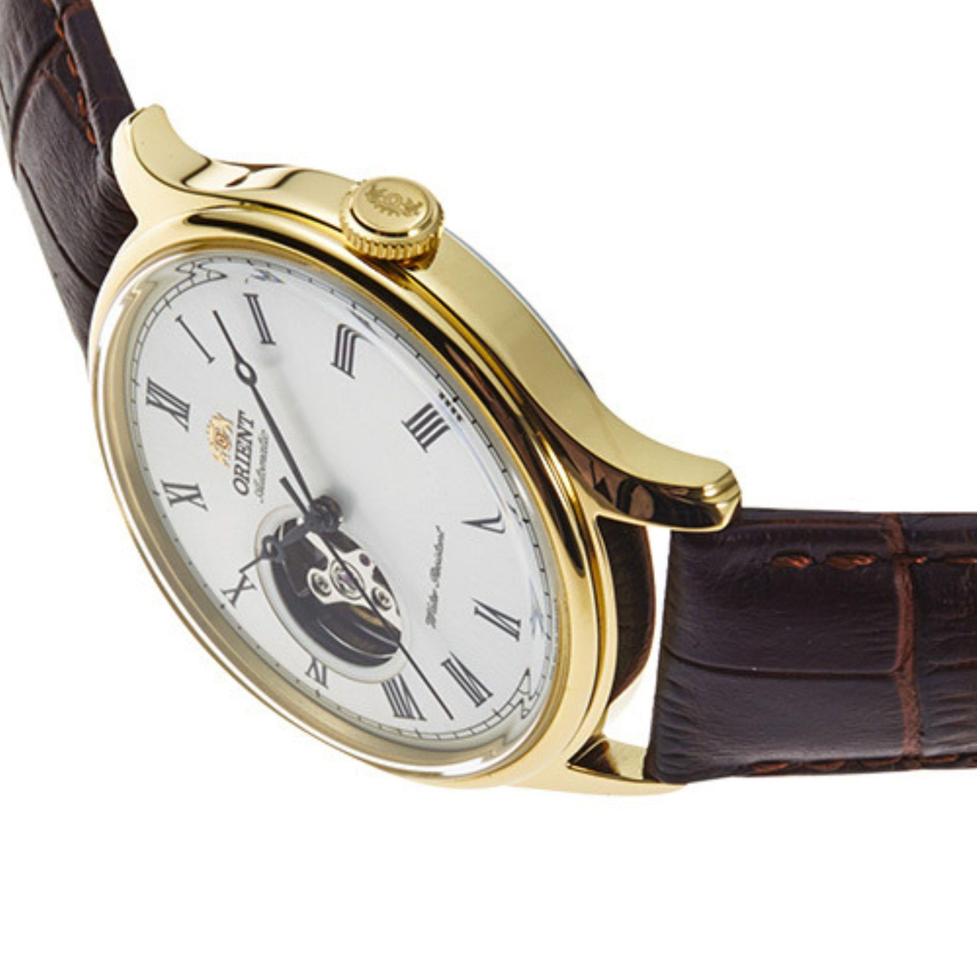 Orient Classic Semi-Skeleton Automatic White Dial Leather Strap Men’s Watch TAG00002W0