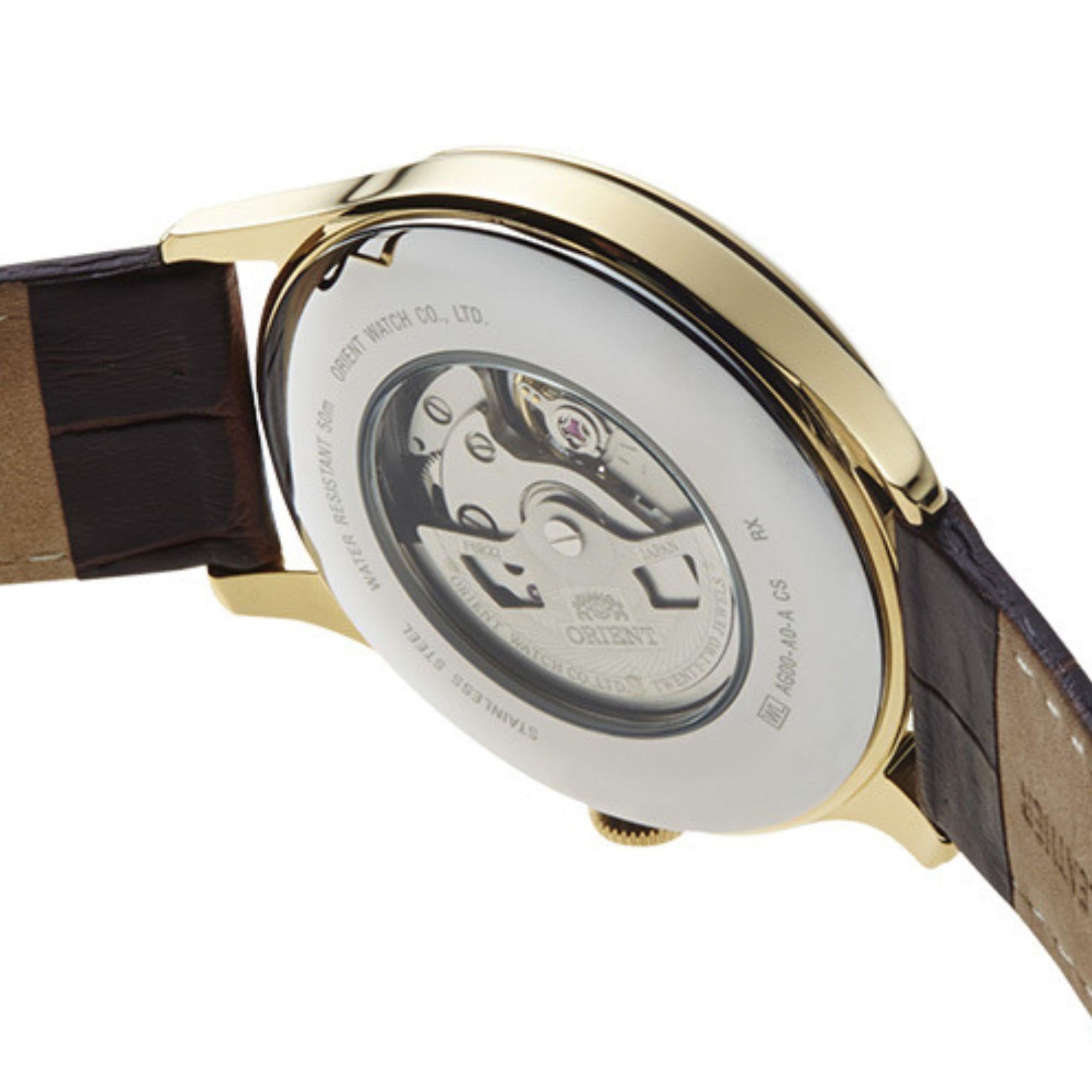 Orient Classic Semi-Skeleton Automatic White Dial Leather Strap Men’s Watch TAG00002W0