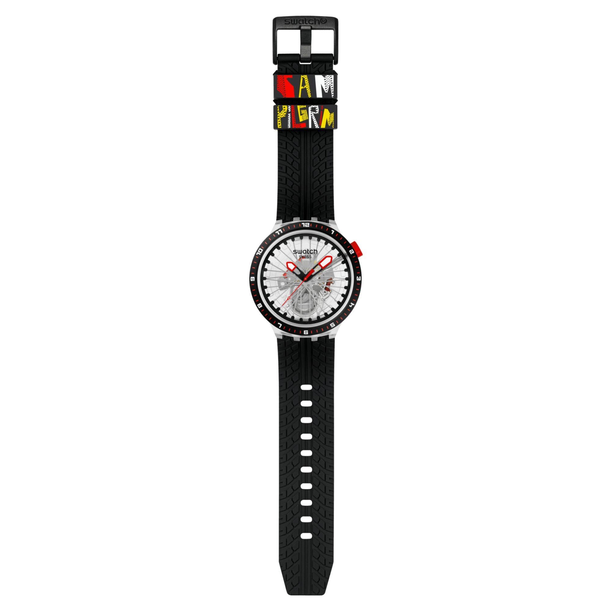 Swatch THE PILGRIM - TREAD ON IT Transparent Dial Silicone Strap Watch SB05K103
