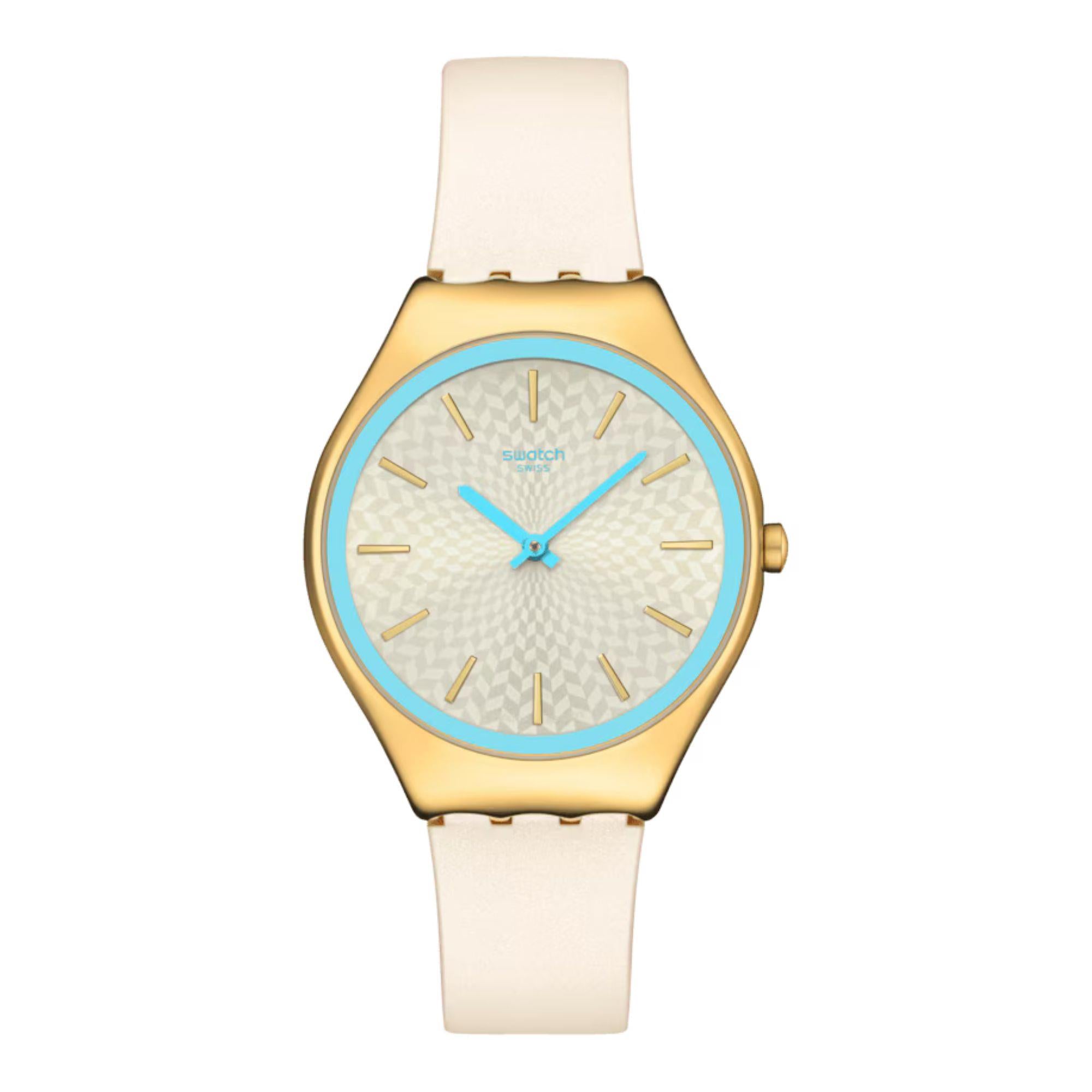 Swatch COCO HO BLU Ivory Dial Silicone Strap Watch SYXG127