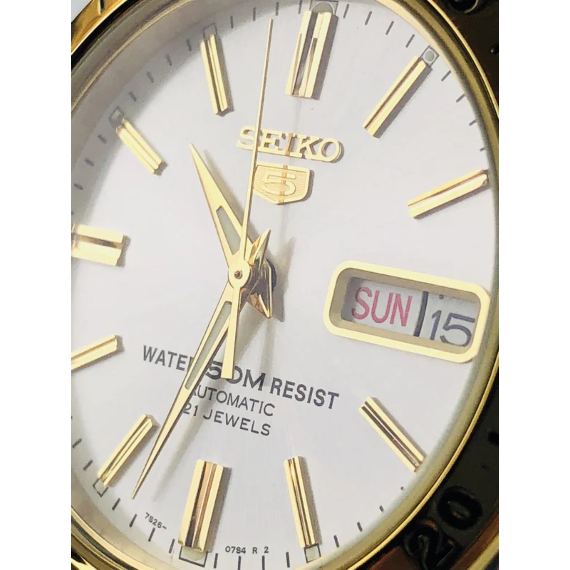 Seiko 5 Automatic White Dial Two Tone Gold/Silver Stainless Steel Men's Watch SNKE04K1