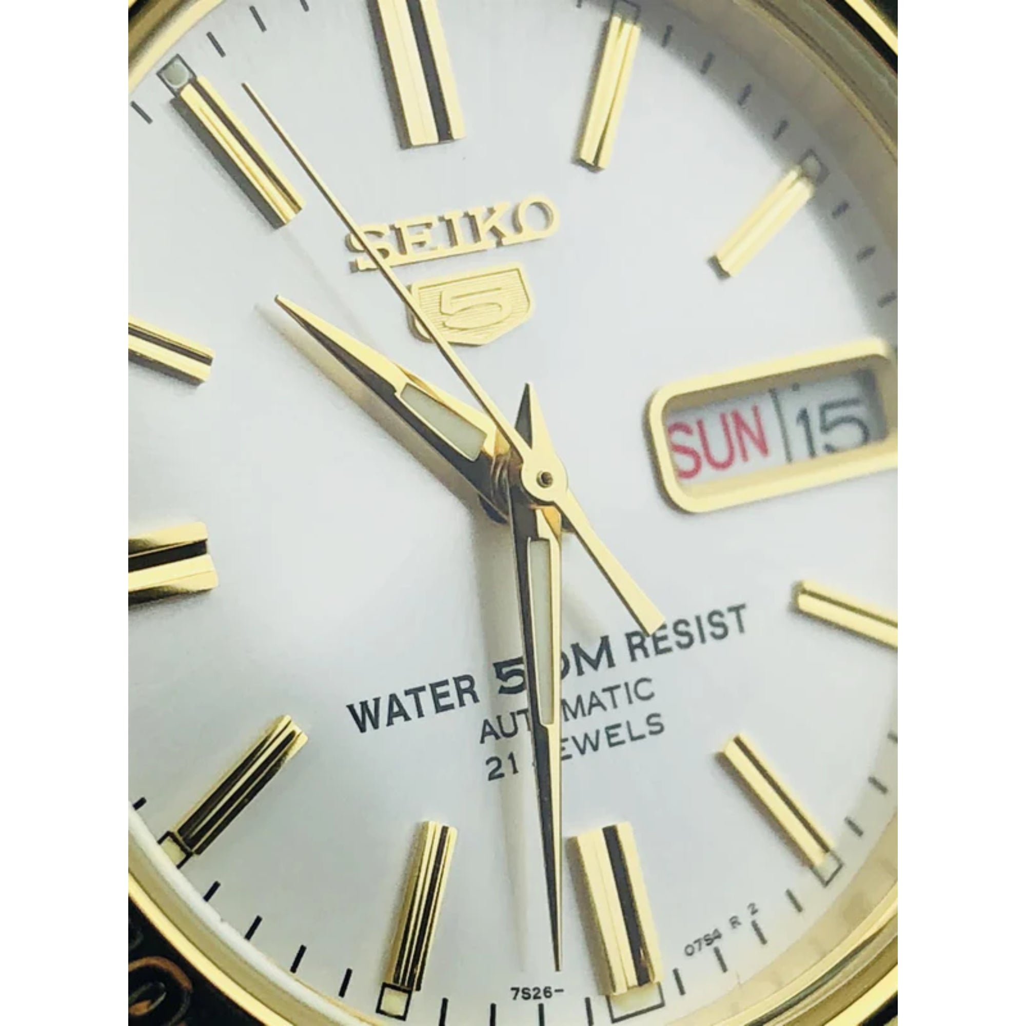 Seiko 5 Automatic White Dial Two Tone Gold/Silver Stainless Steel Men's Watch SNKE04K1
