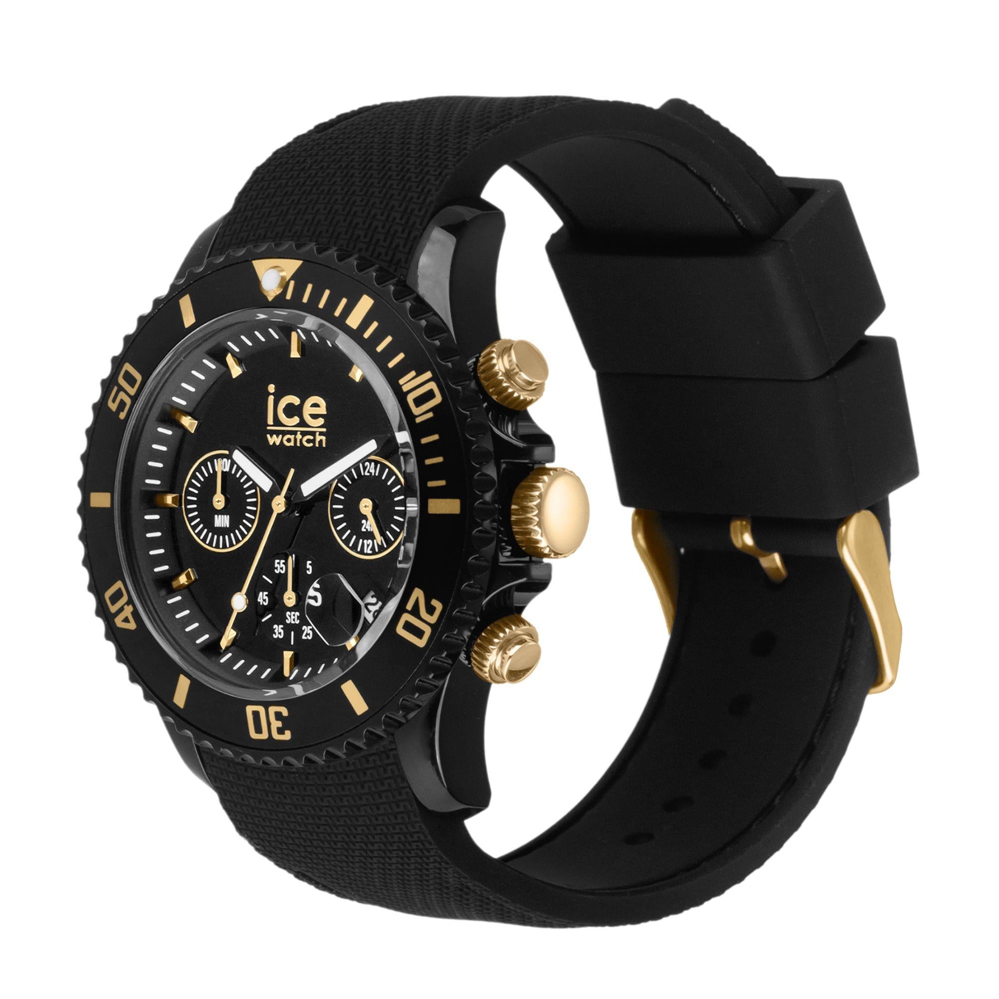ICE Watch ICE Chrono Dark Black Gold Dial Silicone Strap Watch 021602