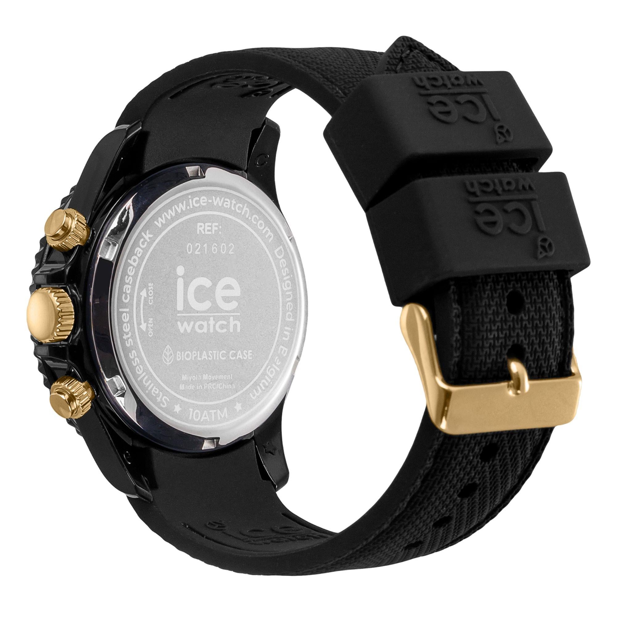 ICE Watch ICE Chrono Dark Black Gold Dial Silicone Strap Watch 021602