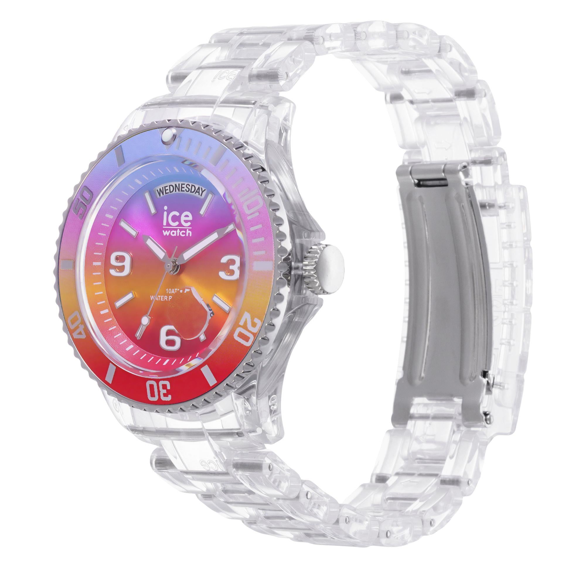 ICE Watch ICE Clear Sunset Energy Pink Orange Red Dial Silicone Strap Watch 021436