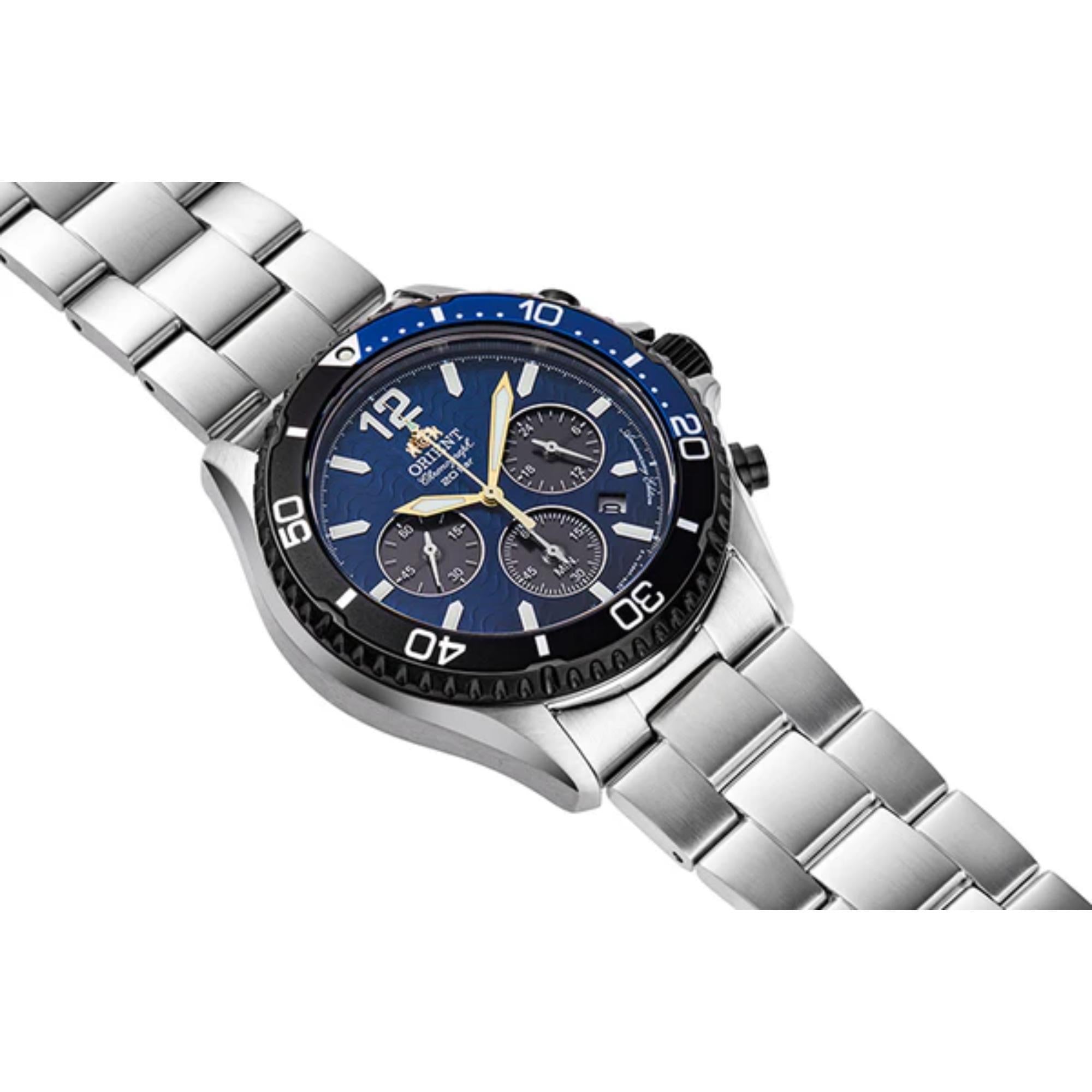 Orient Mako Solar 20th Anniversary Blue Dial Steel Bracelet Men’s Watch RA-TX0208L10B